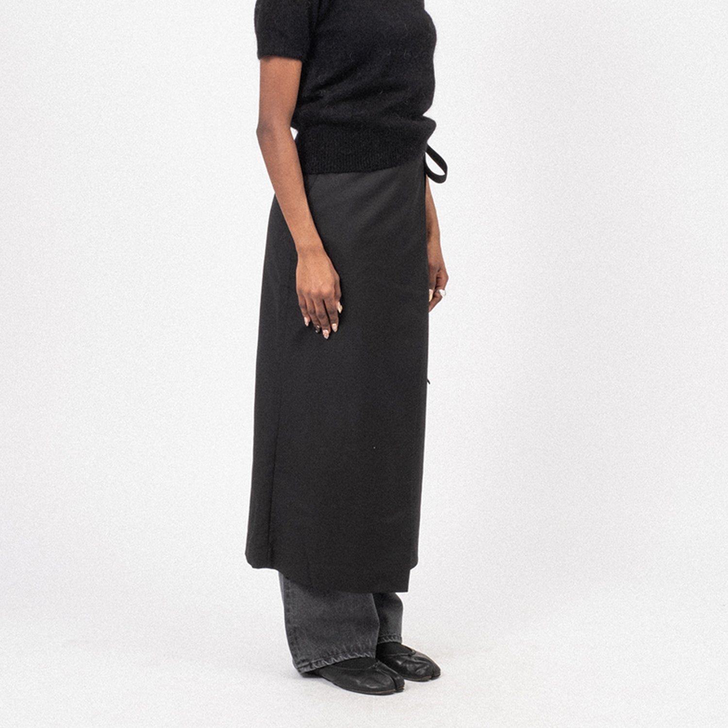 [DUNST] MAXI TIE SKIRT _ BLACK