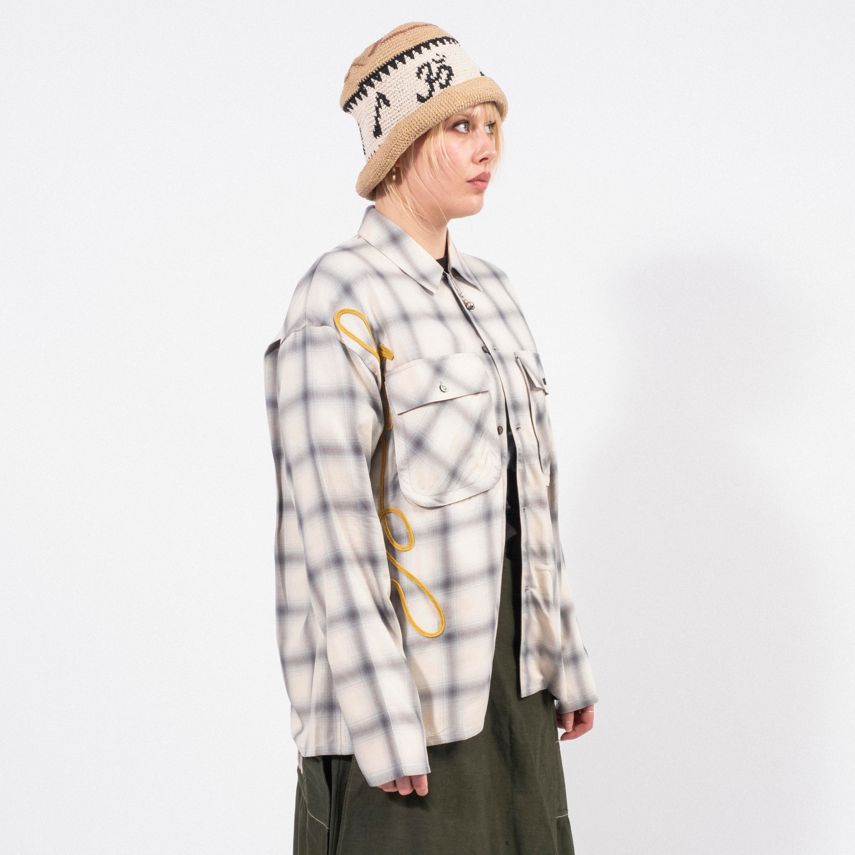 [LEH] 1052 EMBROIDERY CHECK SHIRTS _ NAVY