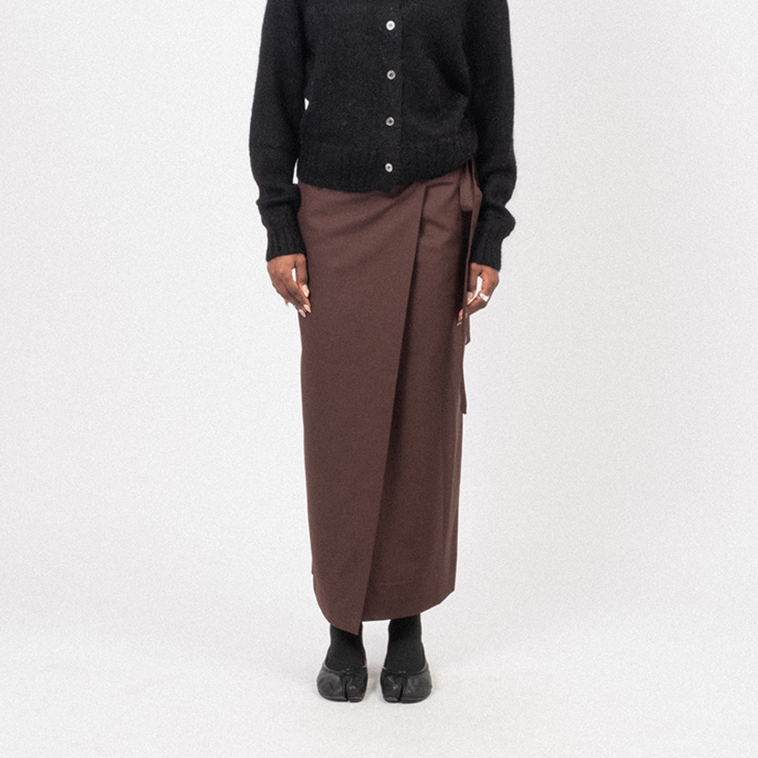 [DUNST] MAXI TIE SKIRT _ BROWN