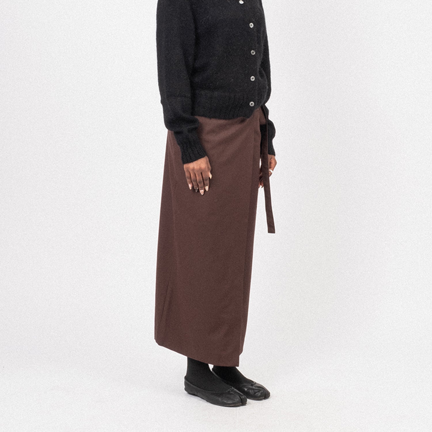 [DUNST] MAXI TIE SKIRT _ BROWN