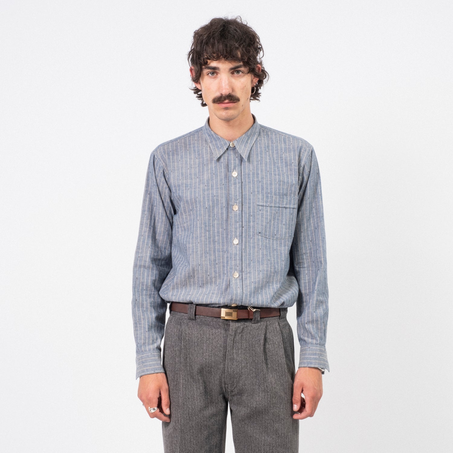 [T.T] LOT.106 NARROW COLLAR SHIRT _ INDIGO CHAMBRAY