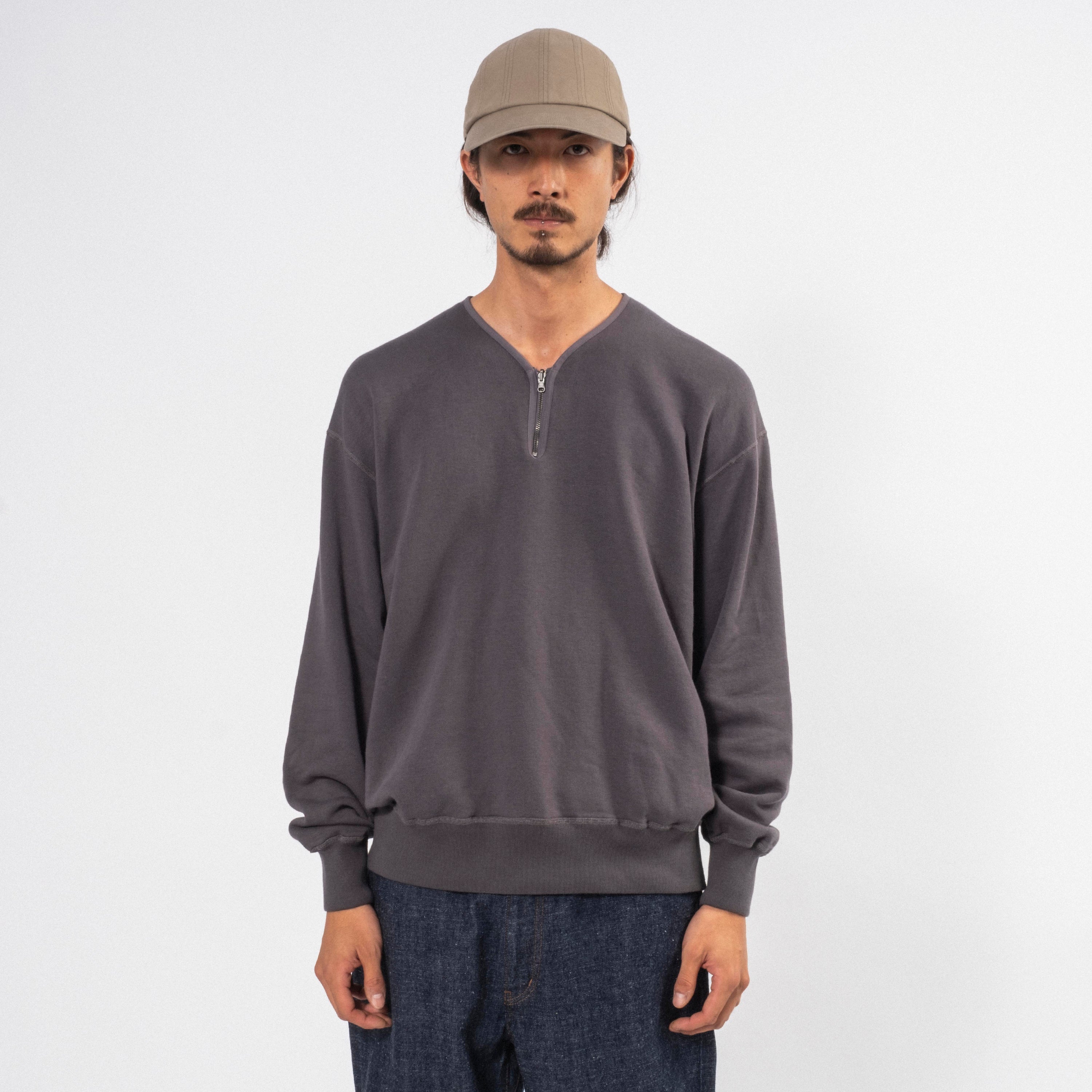 [NANAMICA] REVERSIBLE HALF ZIP SWEAT _ CHARCOAL GREY