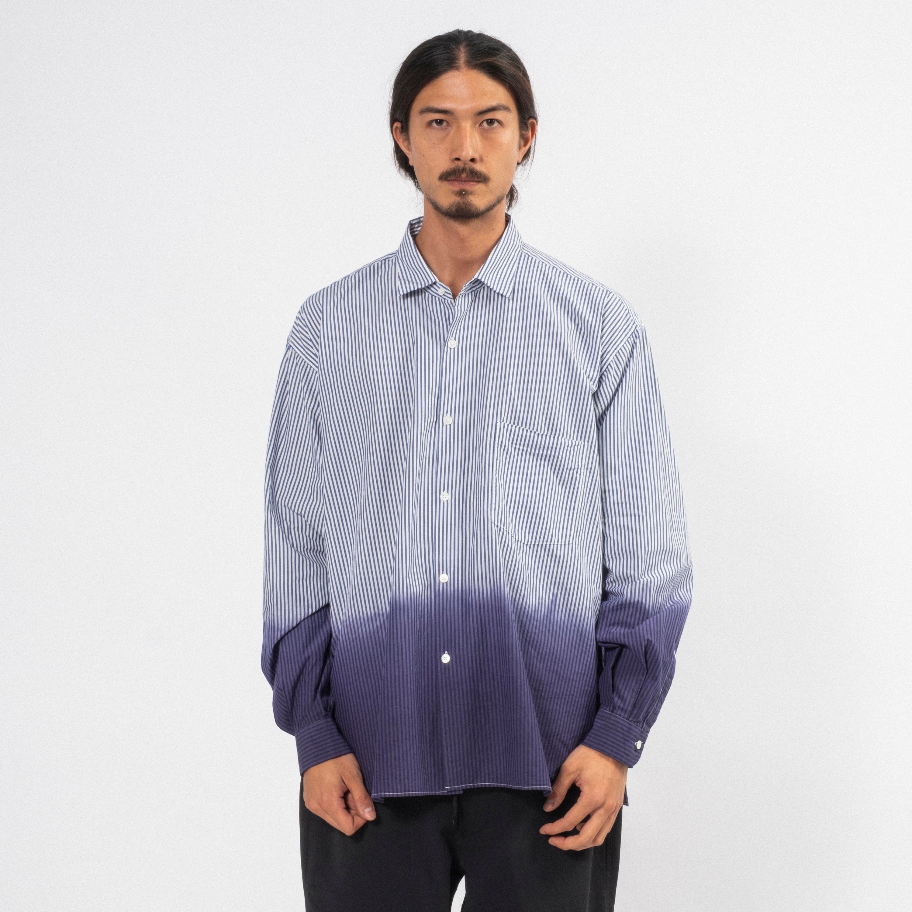 [NANAMICA] REGULAR COLLAR WIND SHIRT _ NAVY