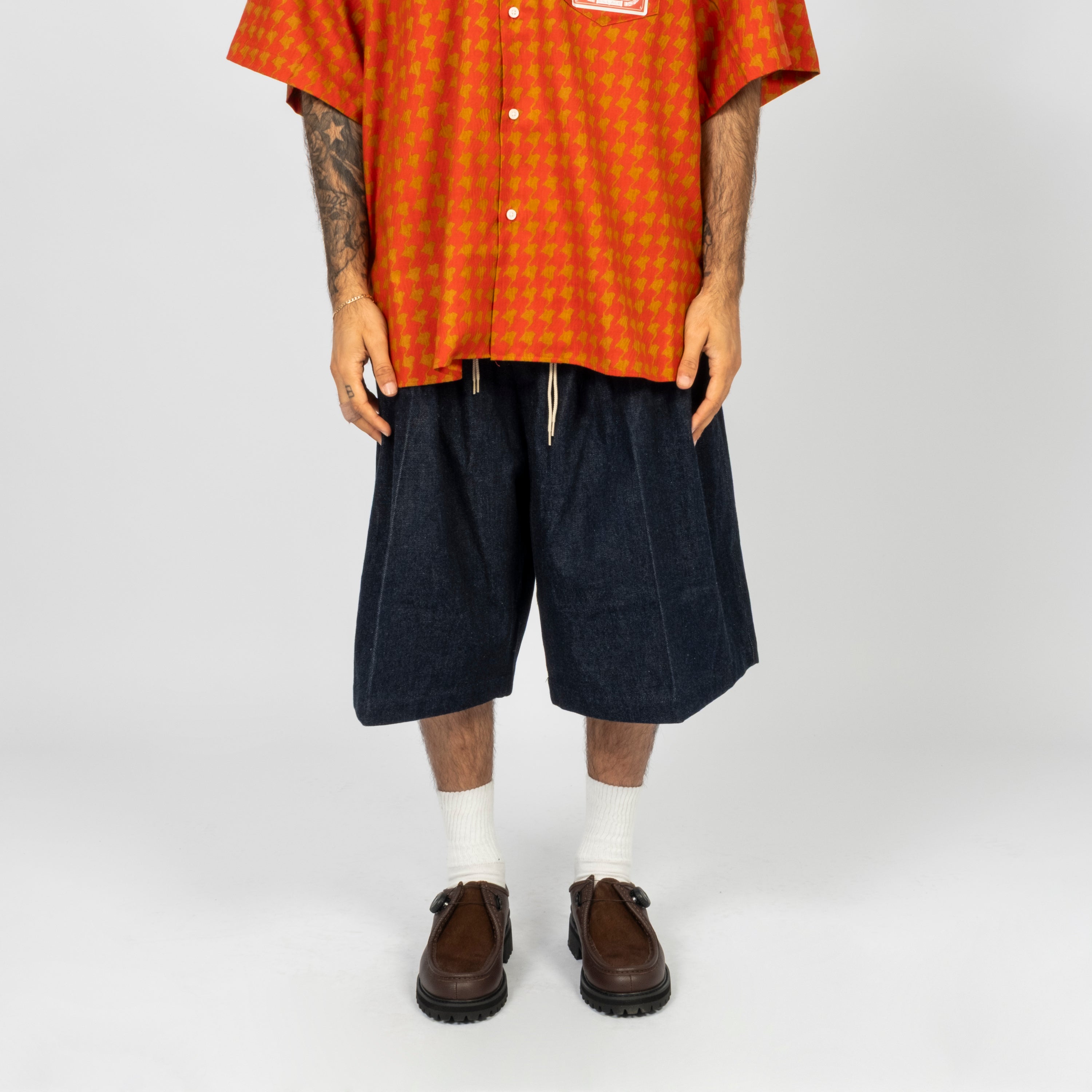 [SILLAGE] CIRCULAR SHORT PANTS DENIM _ ONE WASH