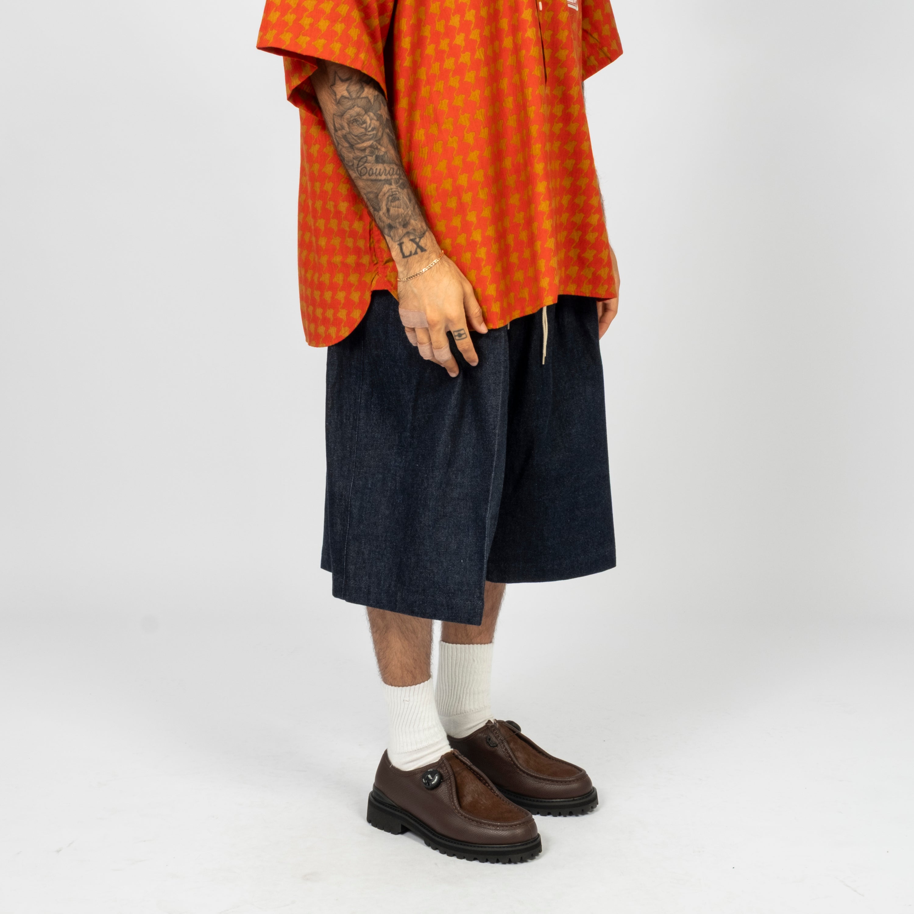 [SILLAGE] CIRCULAR SHORT PANTS DENIM _ ONE WASH