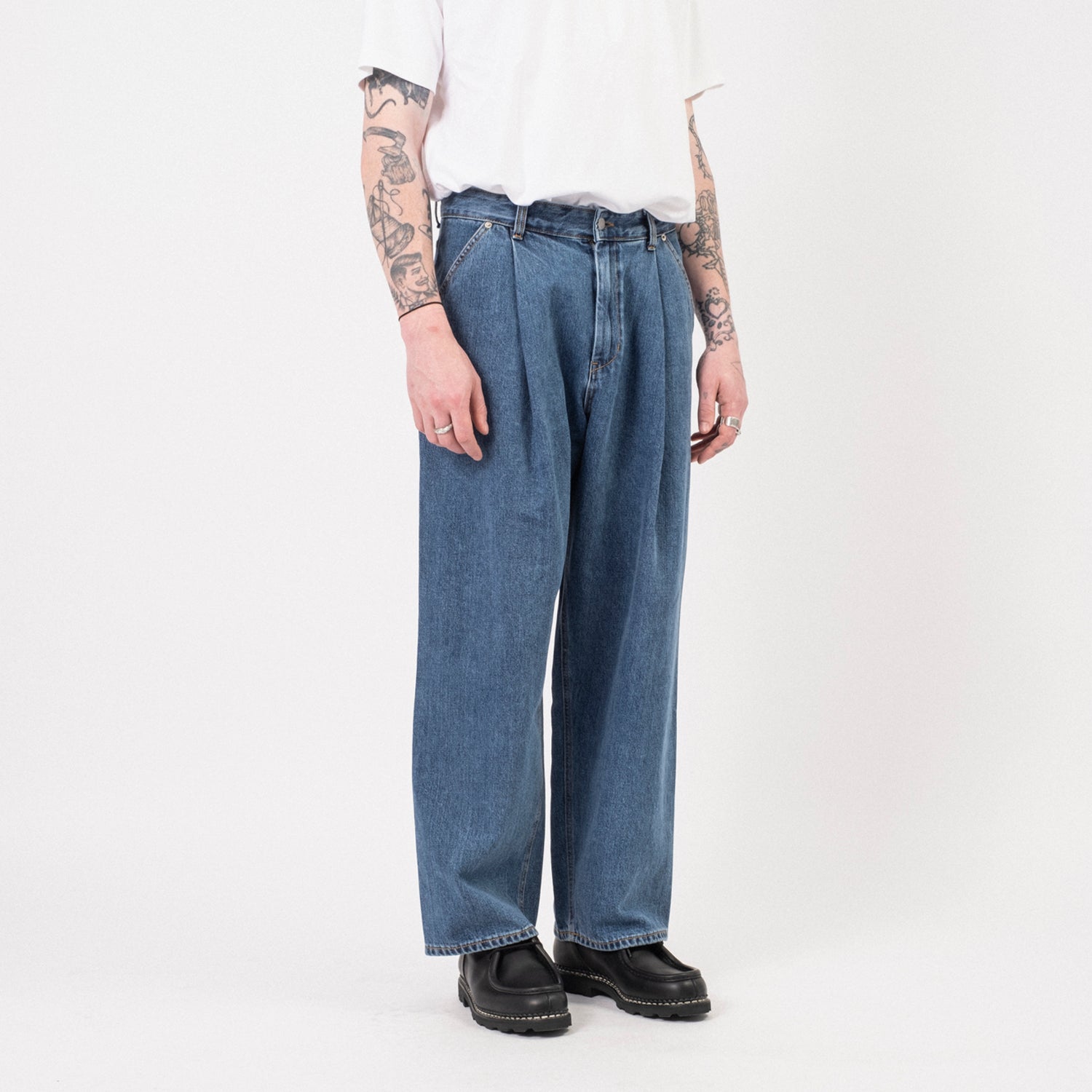 [YOUTH] STRUCTURED WIDE DENIM PANTS _ MEDIUM BLUE