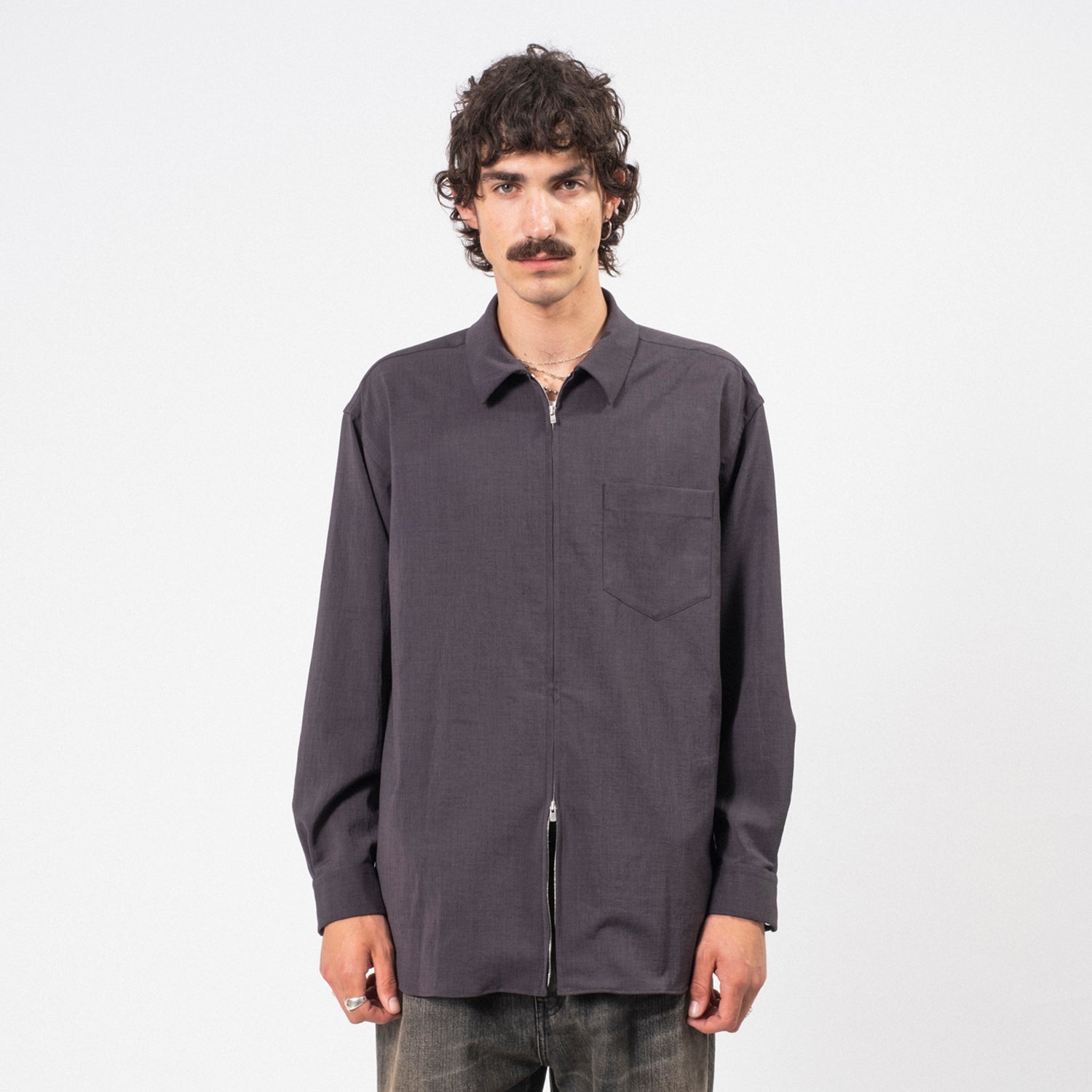 [YOKO SAKAMOTO] ZIP SHIRT _ CHARCOAL GREY