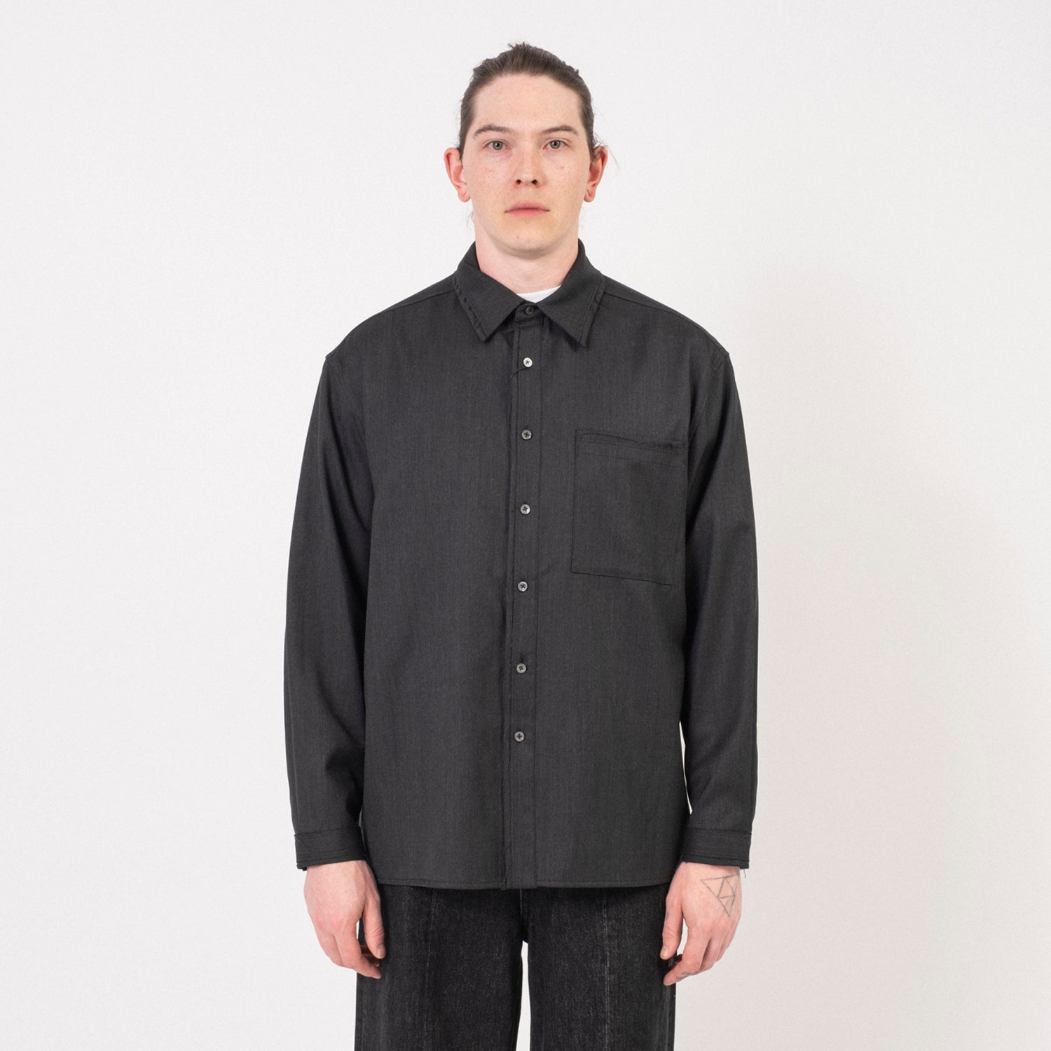 [YOUTH] CUT-OFF LOOSED SHIRT _ CHARCOAL GREY