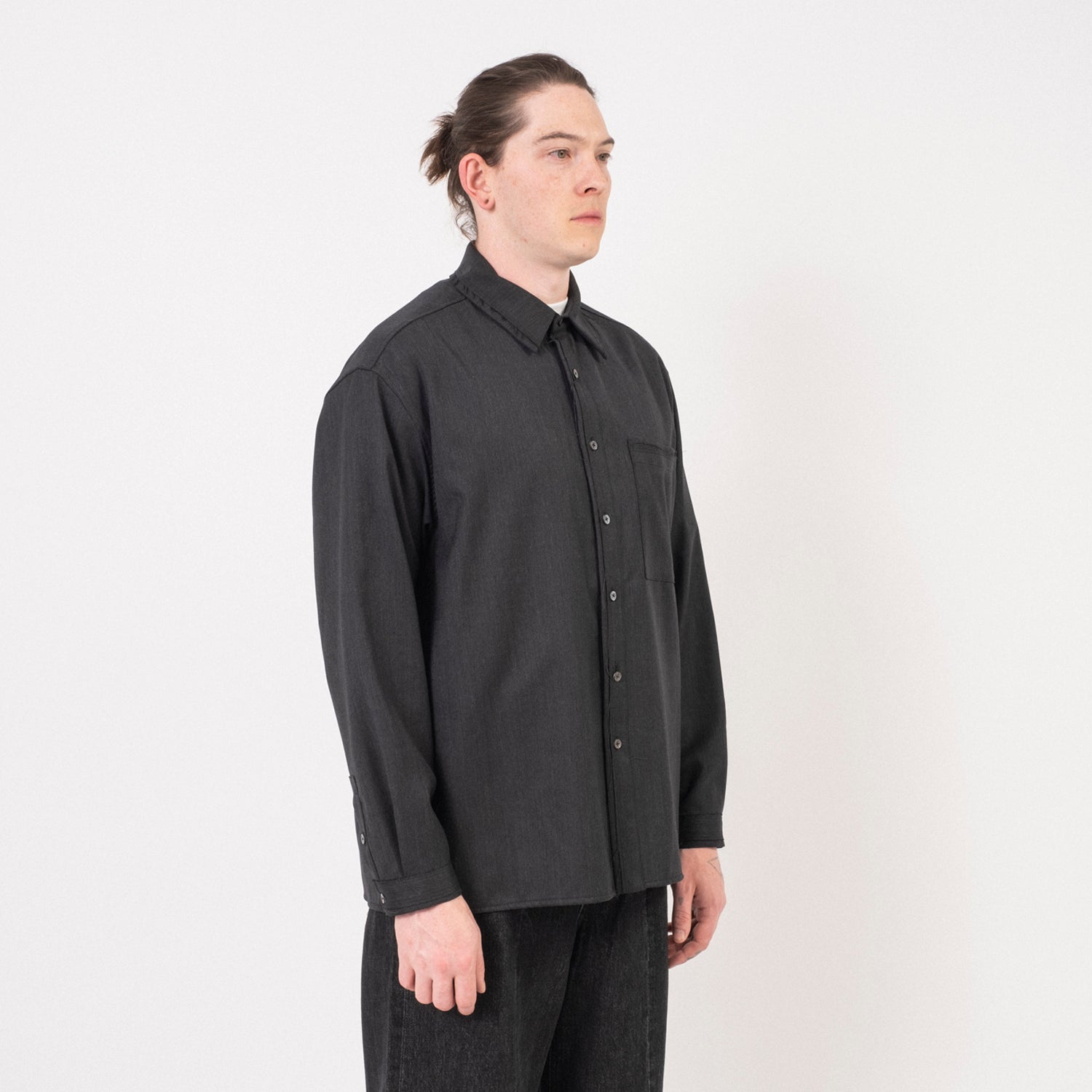 [YOUTH] CUT-OFF LOOSED SHIRT _ CHARCOAL GREY