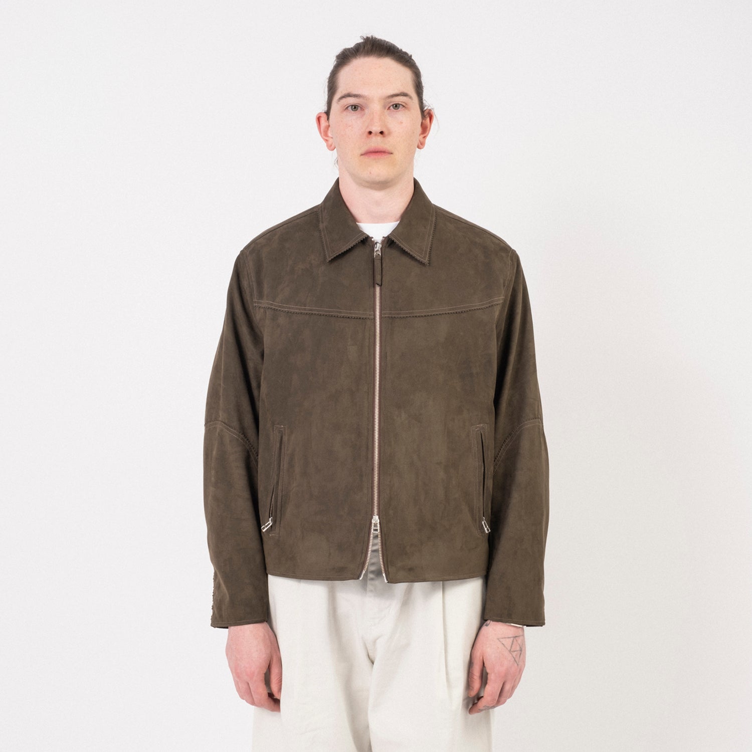 [YOUTH] FAUX SUEDE ZIPPED JACKET _ KHAKI BROWN