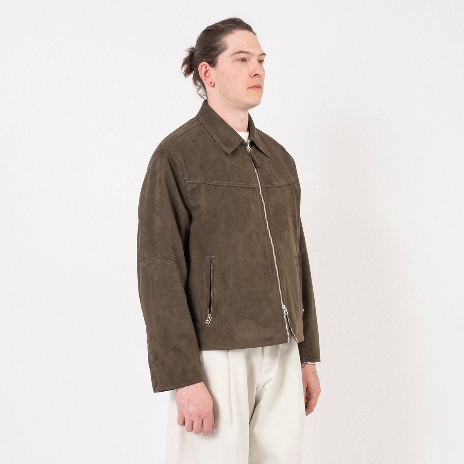 [YOUTH] FAUX SUEDE ZIPPED JACKET _ KHAKI BROWN