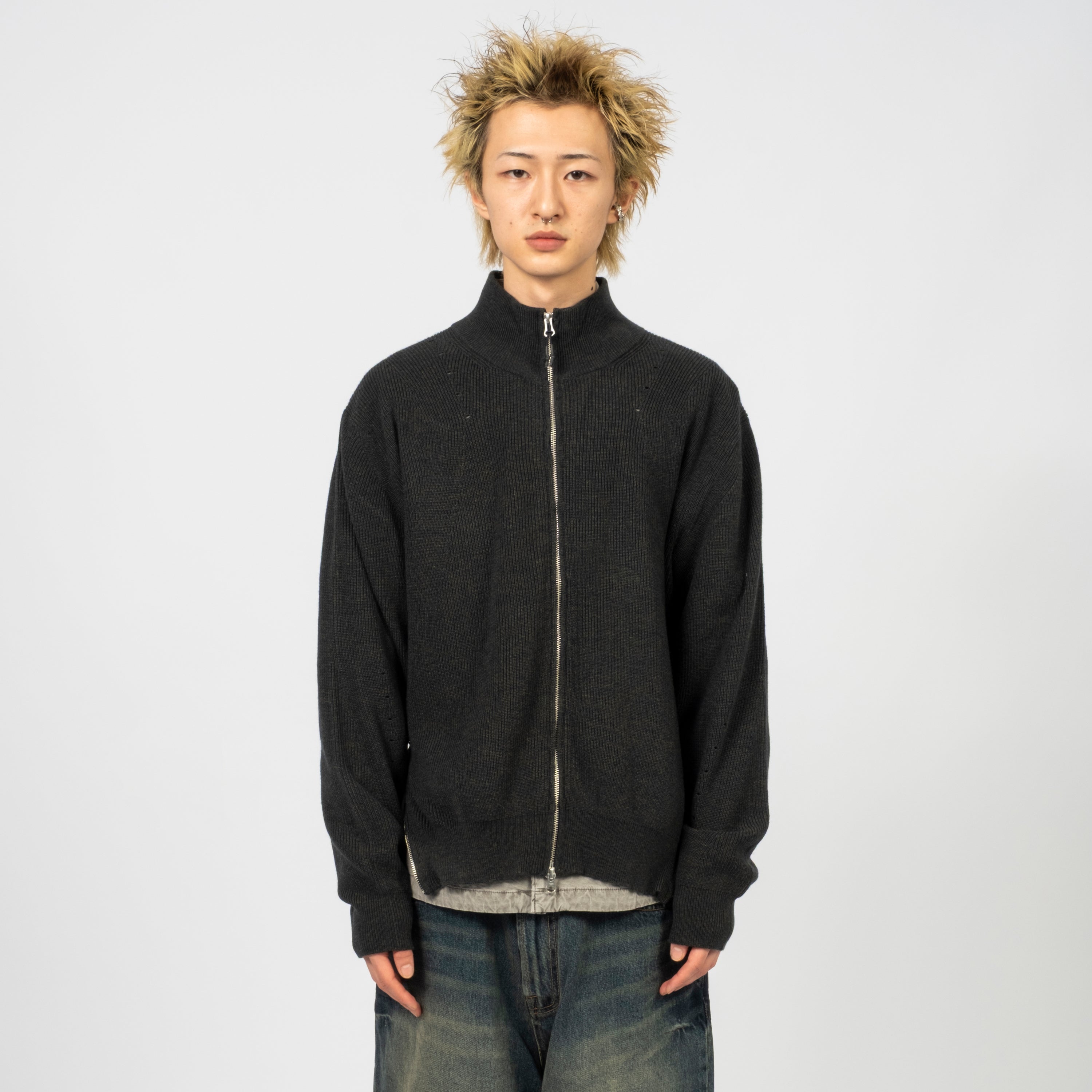 [UNAFFECTED] DRIVERS KNIT _ GREEN & NAVY MELANGE