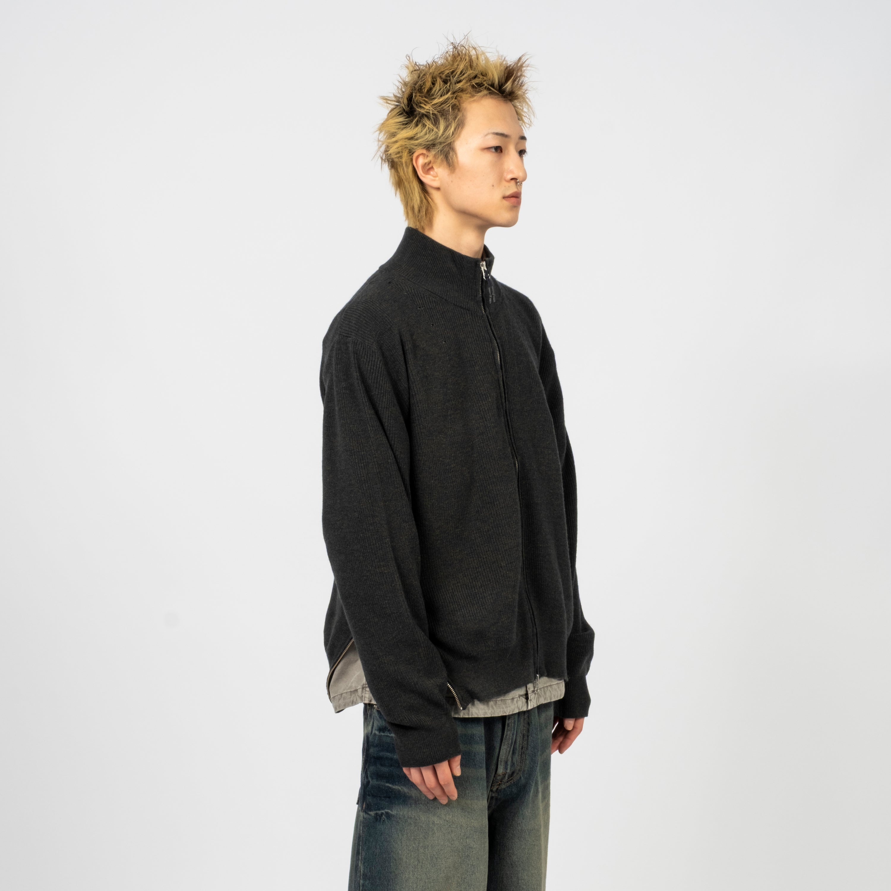 [UNAFFECTED] DRIVERS KNIT _ GREEN & NAVY MELANGE