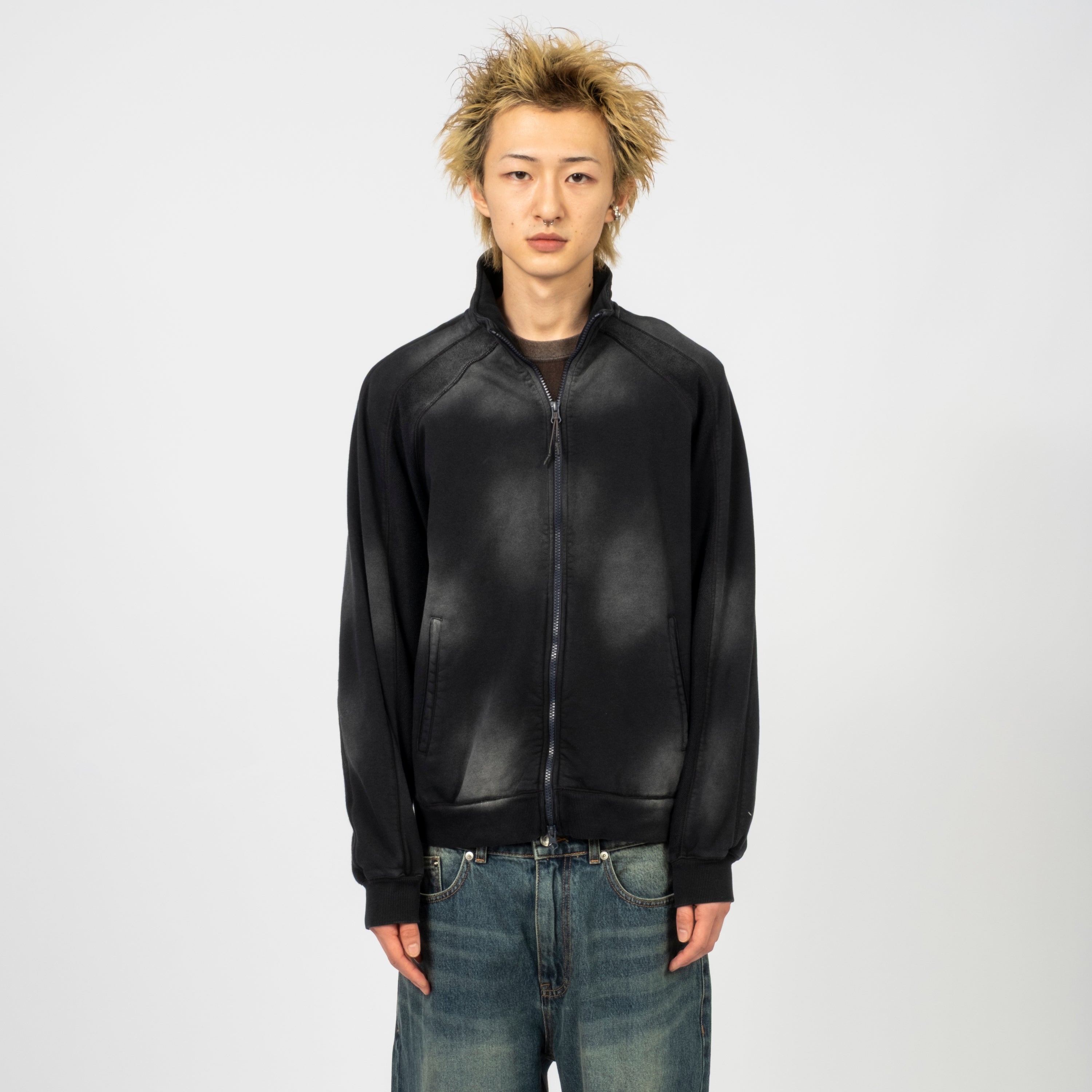 [UNAFFECTED] DYED STAND COLLAR ZIP UP SWEAT _ D.NAVY