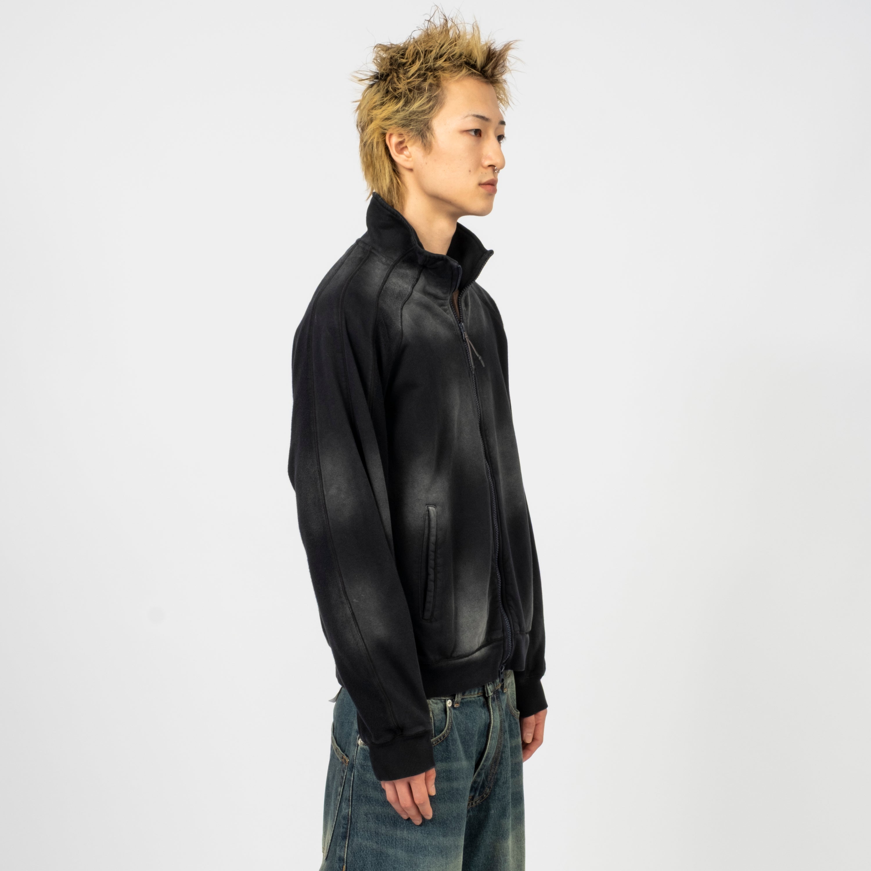 [UNAFFECTED] DYED STAND COLLAR ZIP UP SWEAT _ D.NAVY