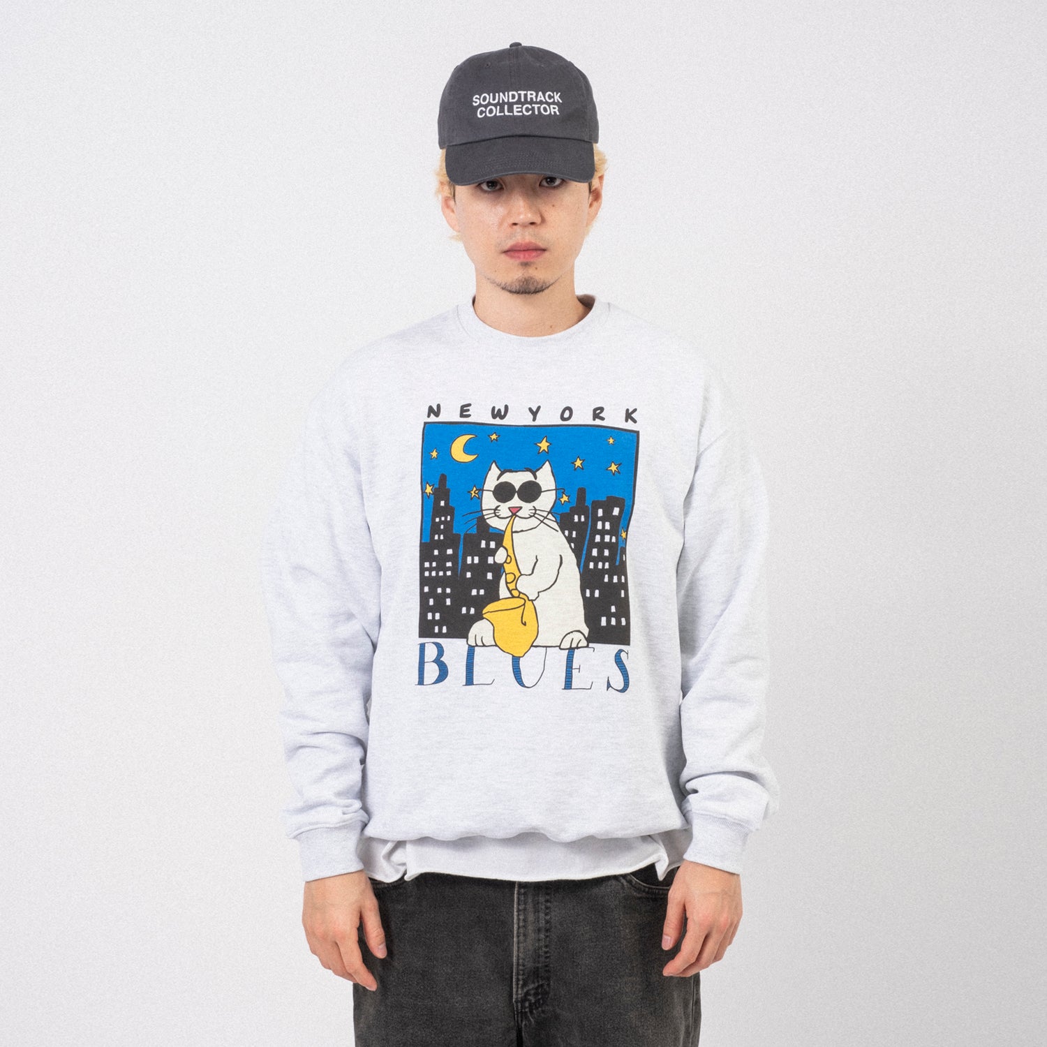 [SOUNDSGOOD] NEW YORK BLUES CAT CREWNECK _ ASH GREY