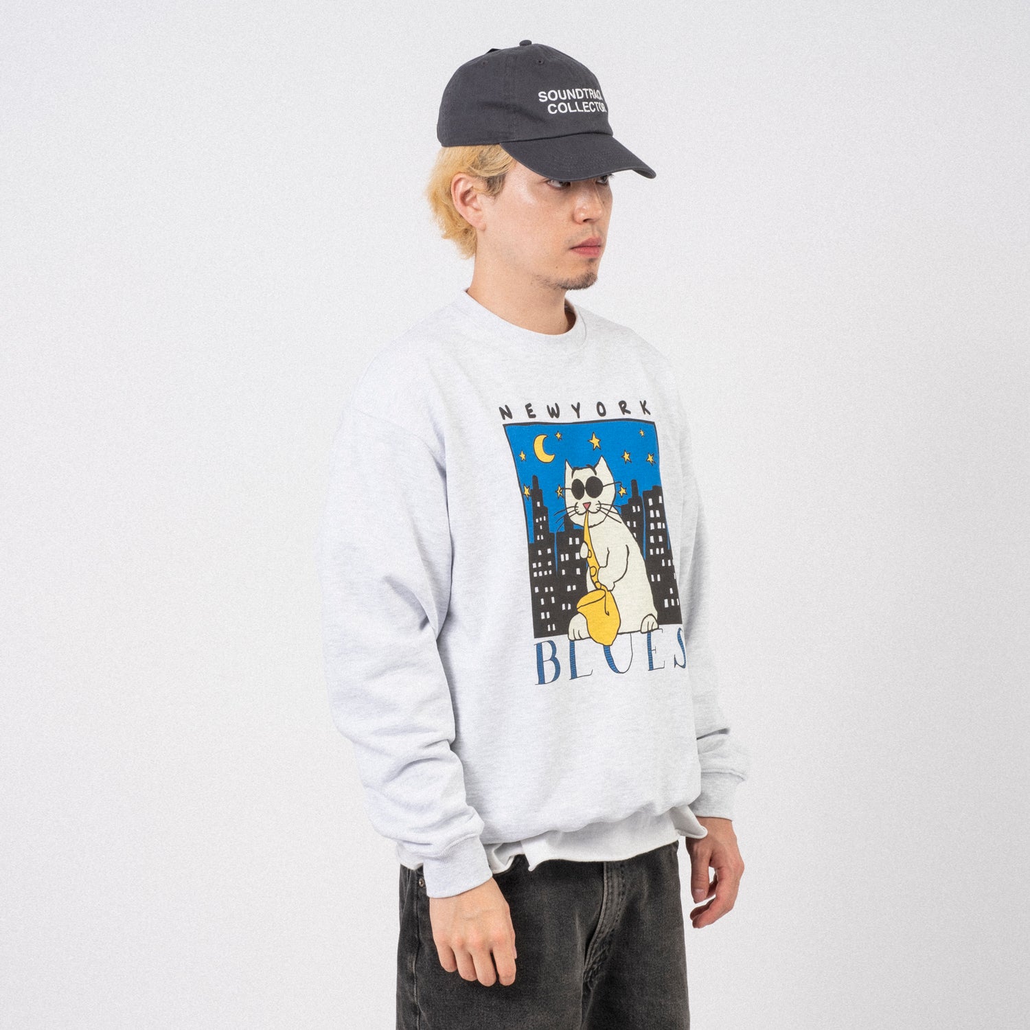 [SOUNDSGOOD] NEW YORK BLUES CAT CREWNECK _ ASH GREY