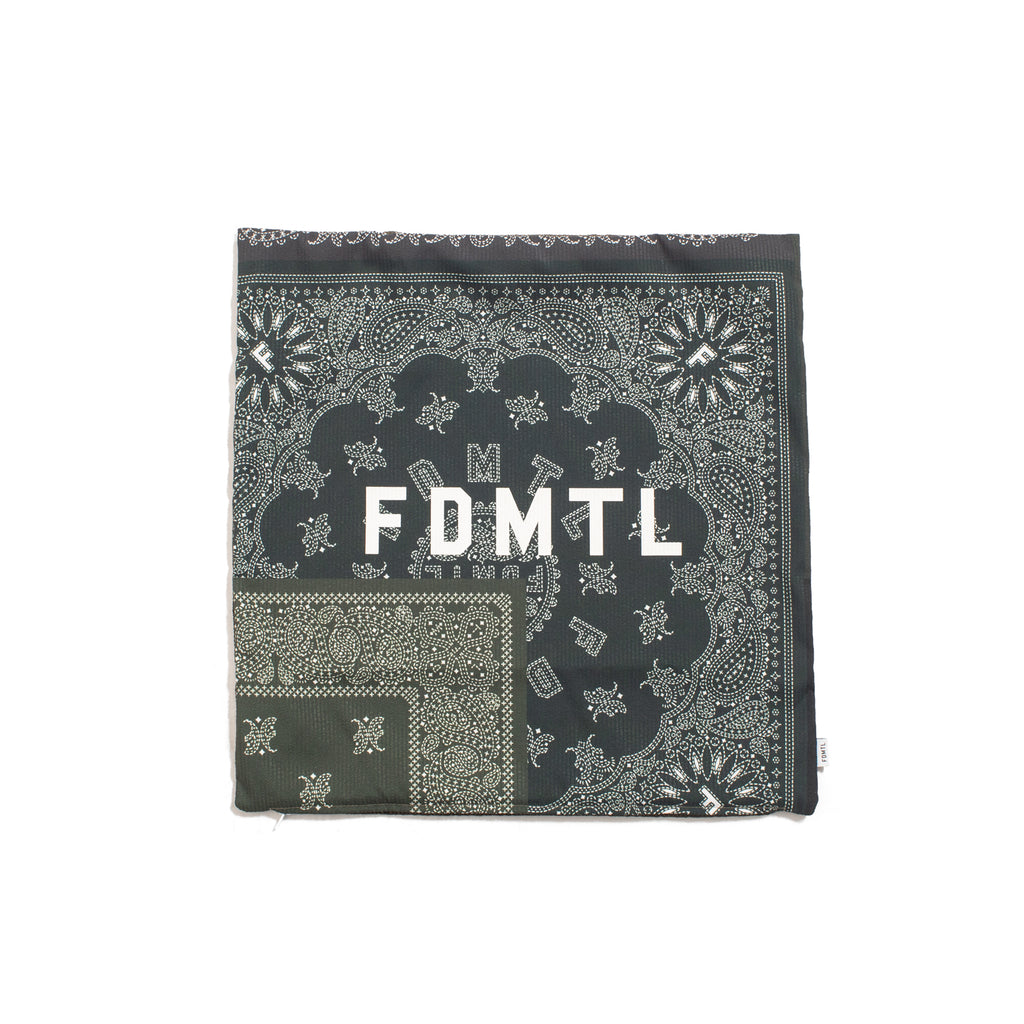 [FDMTL] PRINTED PATCHWORK CUSHION COVER ACC14 _ KHAKI