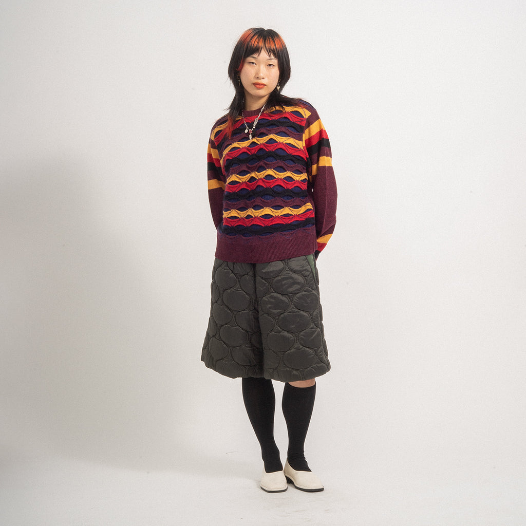 [TOGA PULLA] SLIT BORDER KNIT PULLOVER TP32-XN206-E _ DARK RED