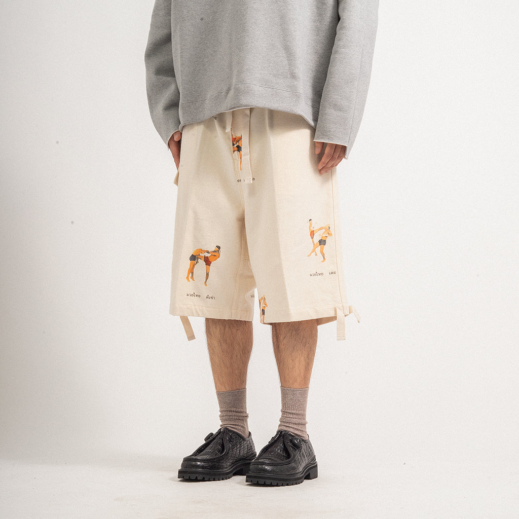 [SILLAGE] MUAY THAI CARGO SHORTS IN UPCYCLED COTTON