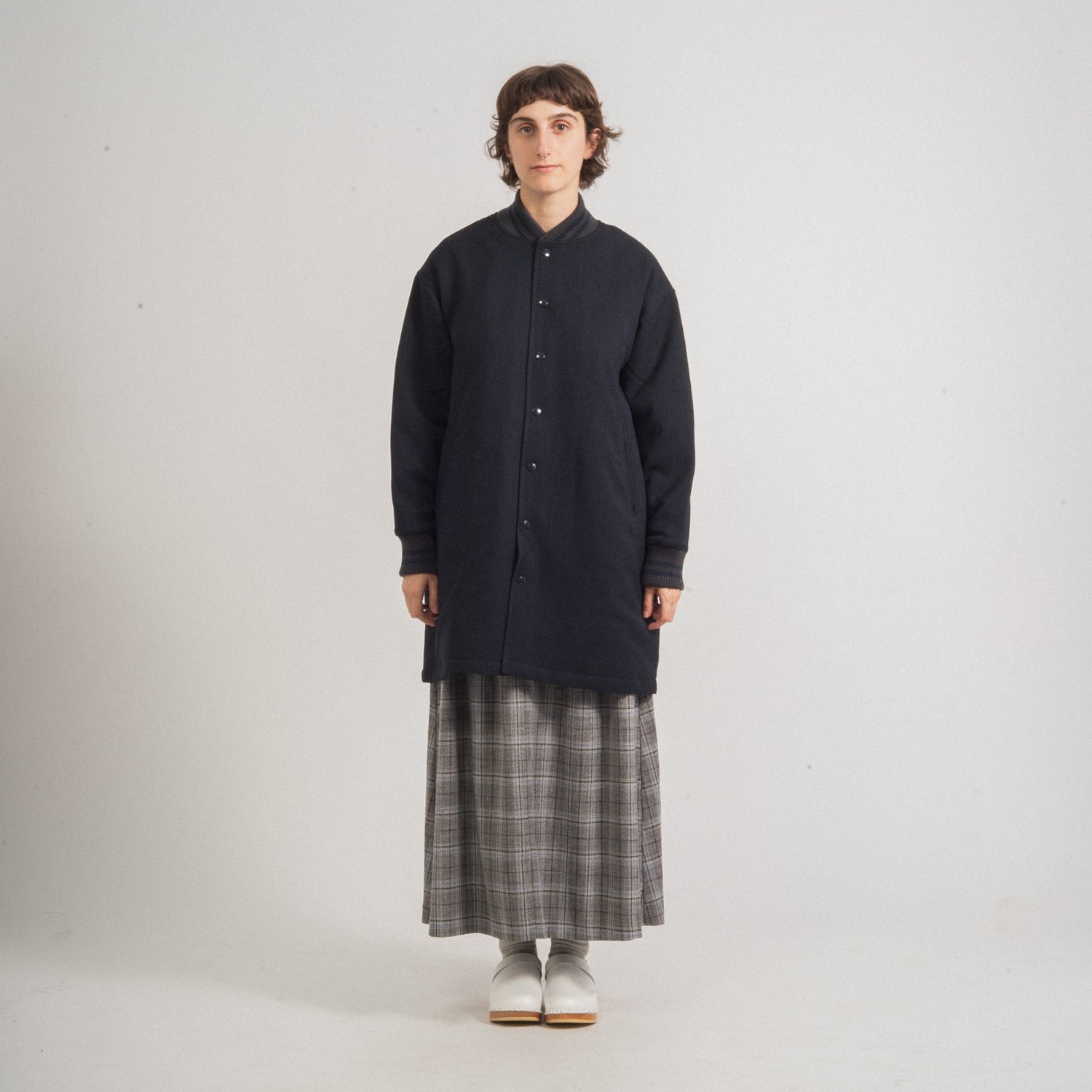 [BEAMS BOY]  POLYESTER VARSITY COAT _ NAVY