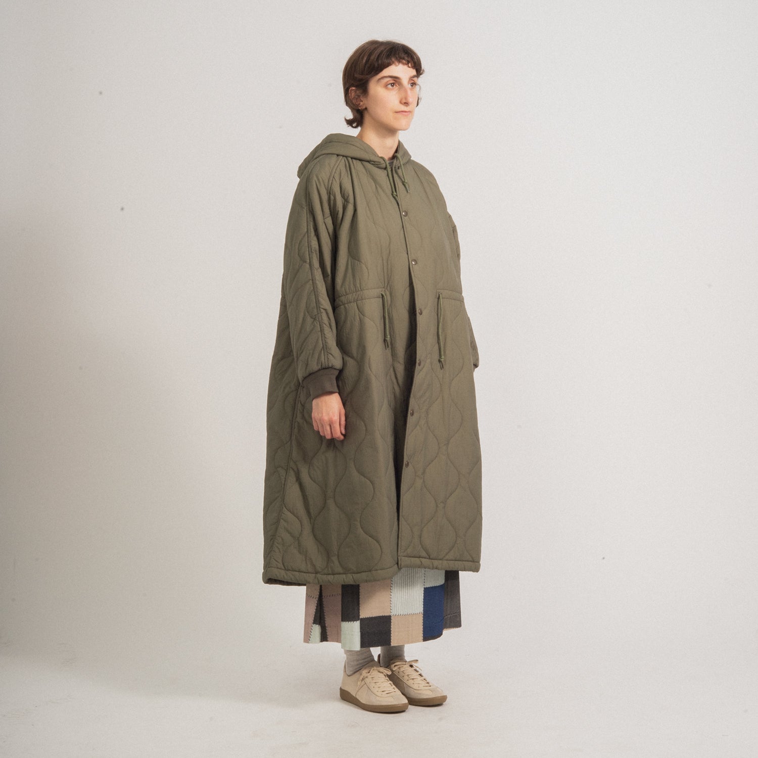 [BEAMS BOY] NYLON QUILTED HOOD COAT _ OLIVE