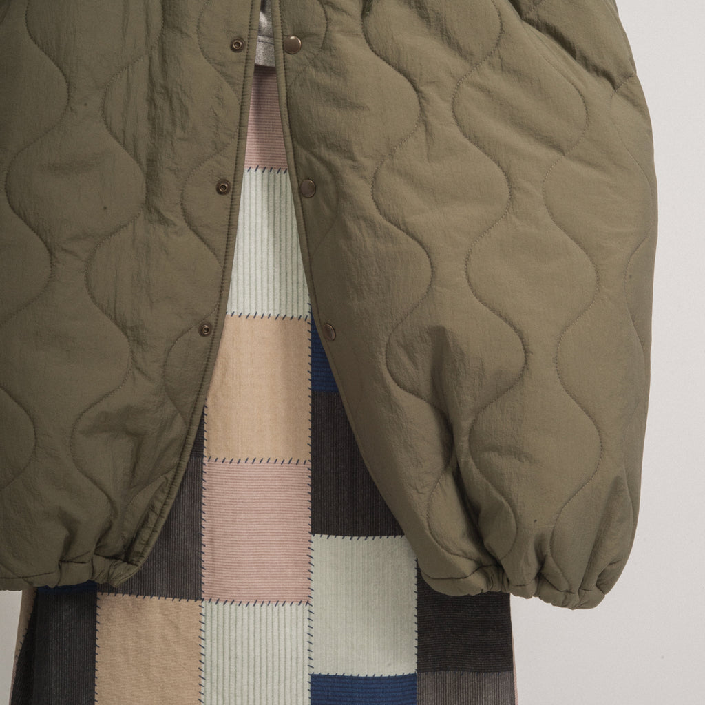 [BEAMS BOY] NYLON QUILTED HOOD COAT _ OLIVE