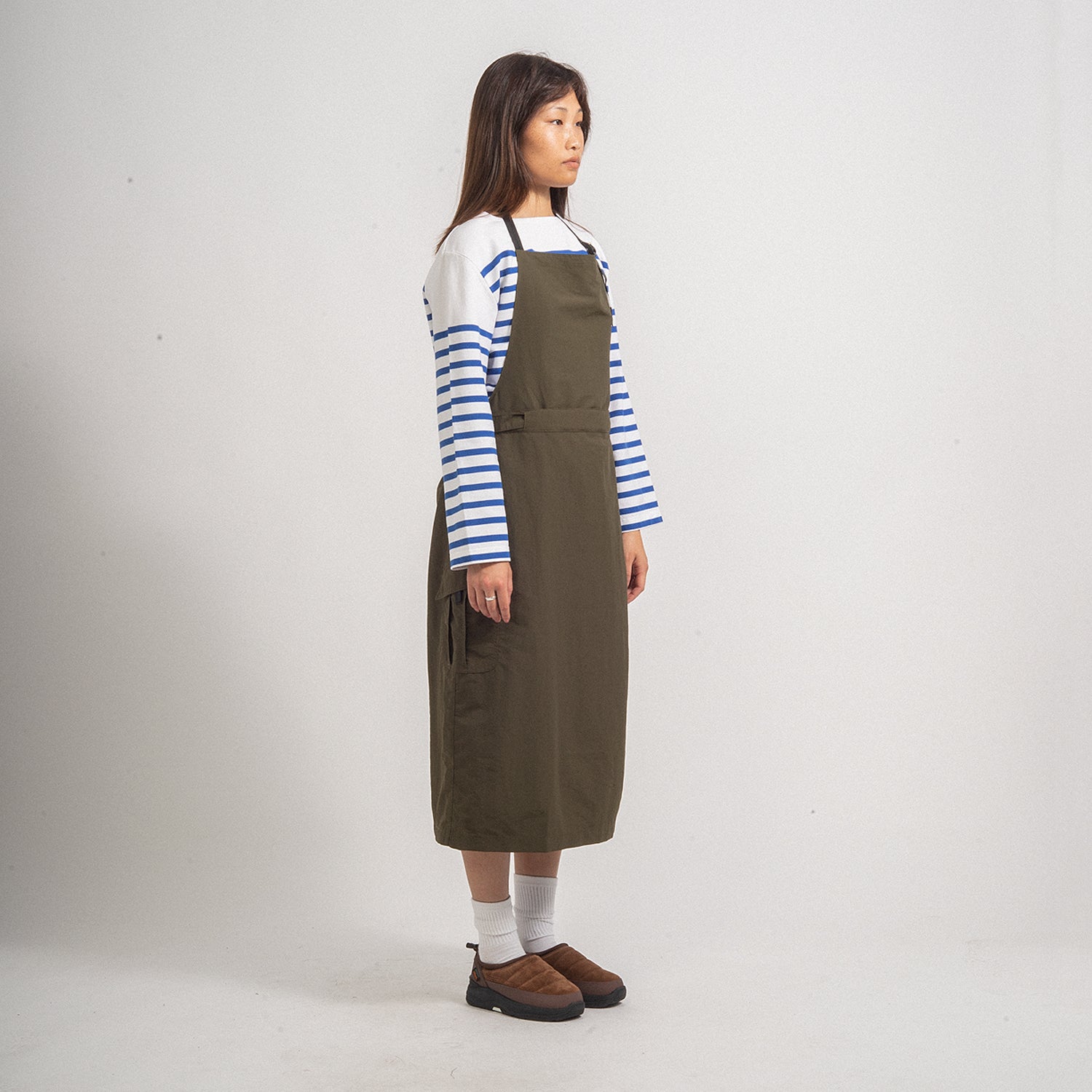 [GRAMICCI] NYLON TUSSAH CONVERTIBLE APRON DRESS _ DEEP OLIVE