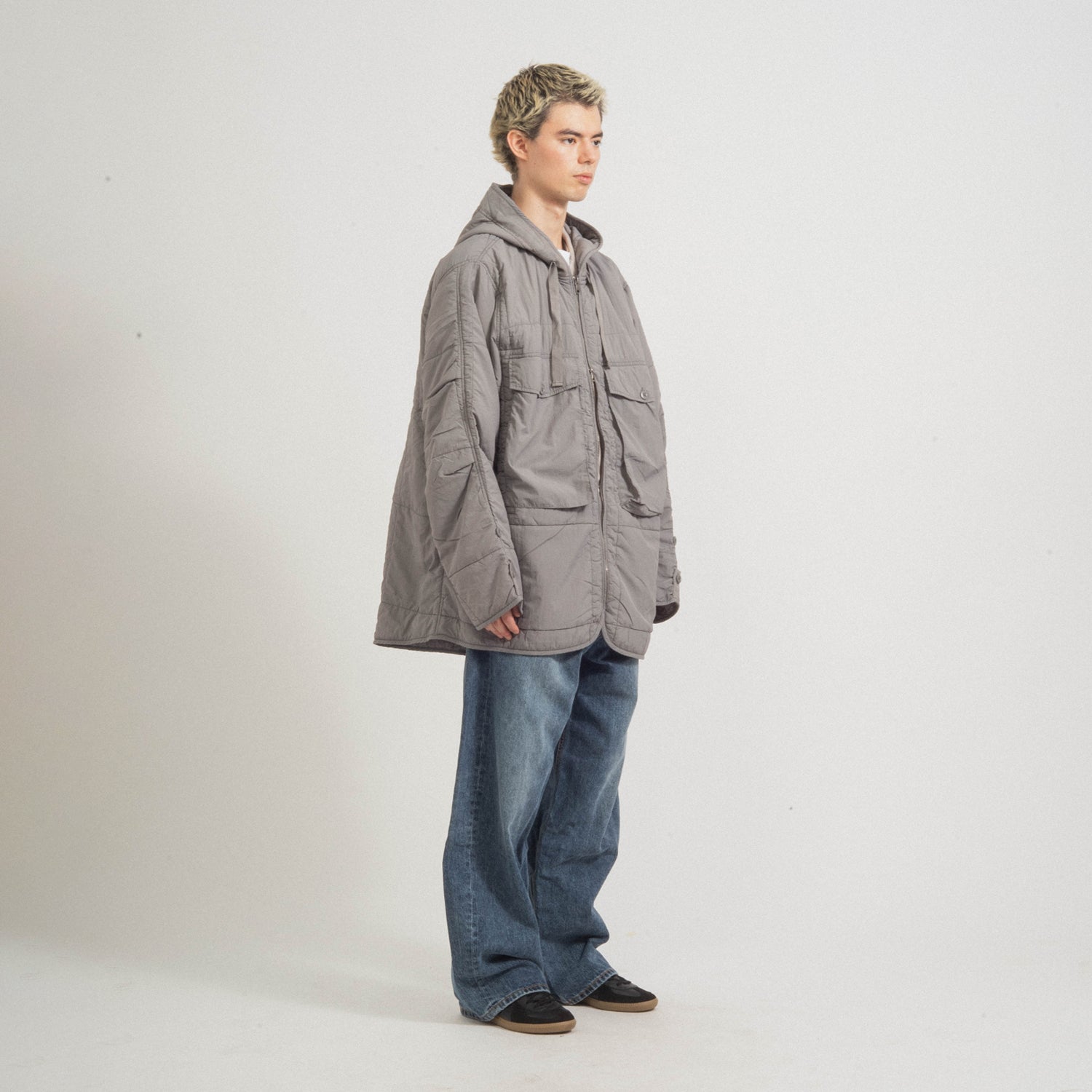 [NIGEL CABOURN] OW-51 MIDFIELD LINER QUILT NY _ CHARCOAL GREY