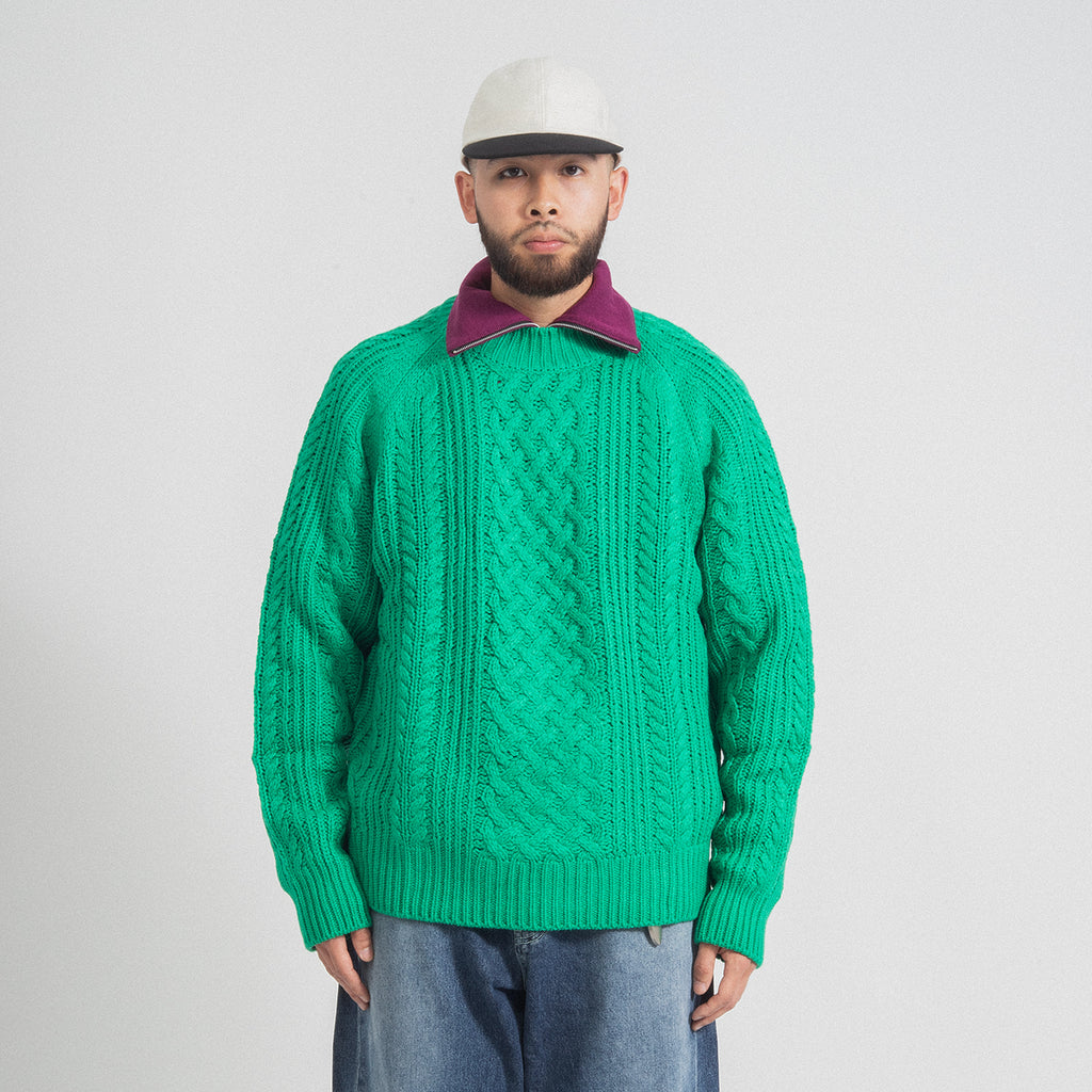 [AFTER PRAY] FISHERMAN CABLE KNIT _ GREEN