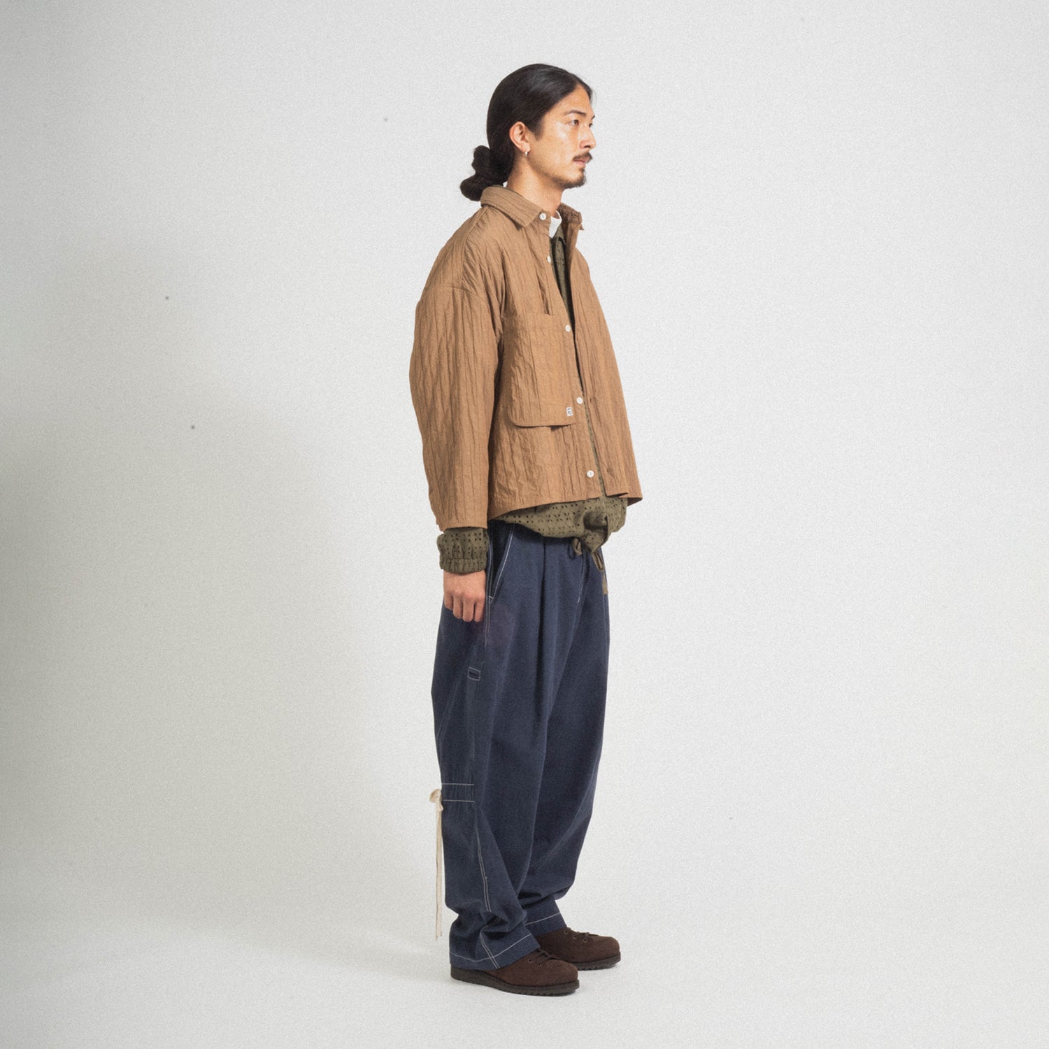 [MERELY MADE] QUILTED CROPPED SHIRTS _ SAGE BROWN