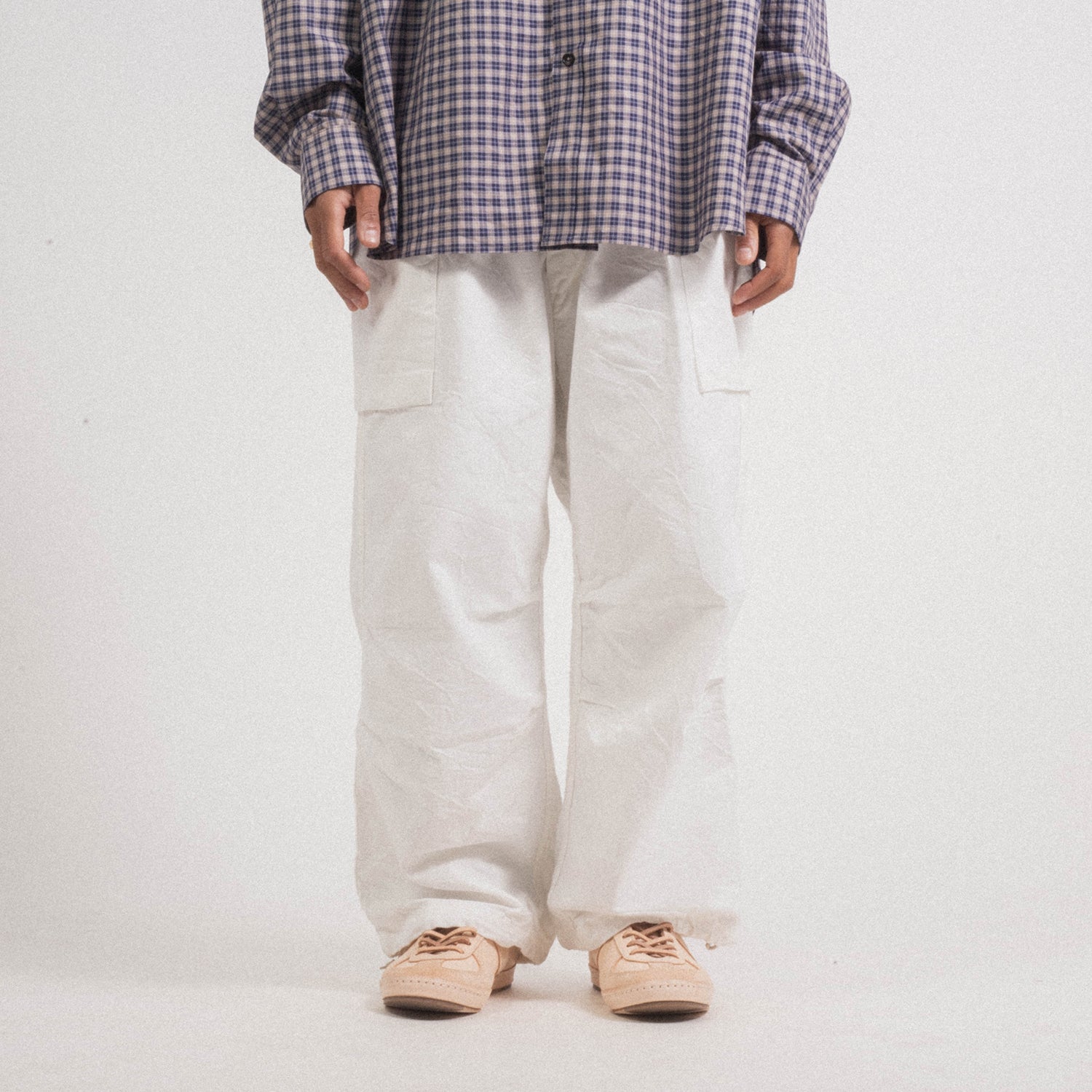 [HERILL] NEP DENIM M44 TROUSERS _ WHITE