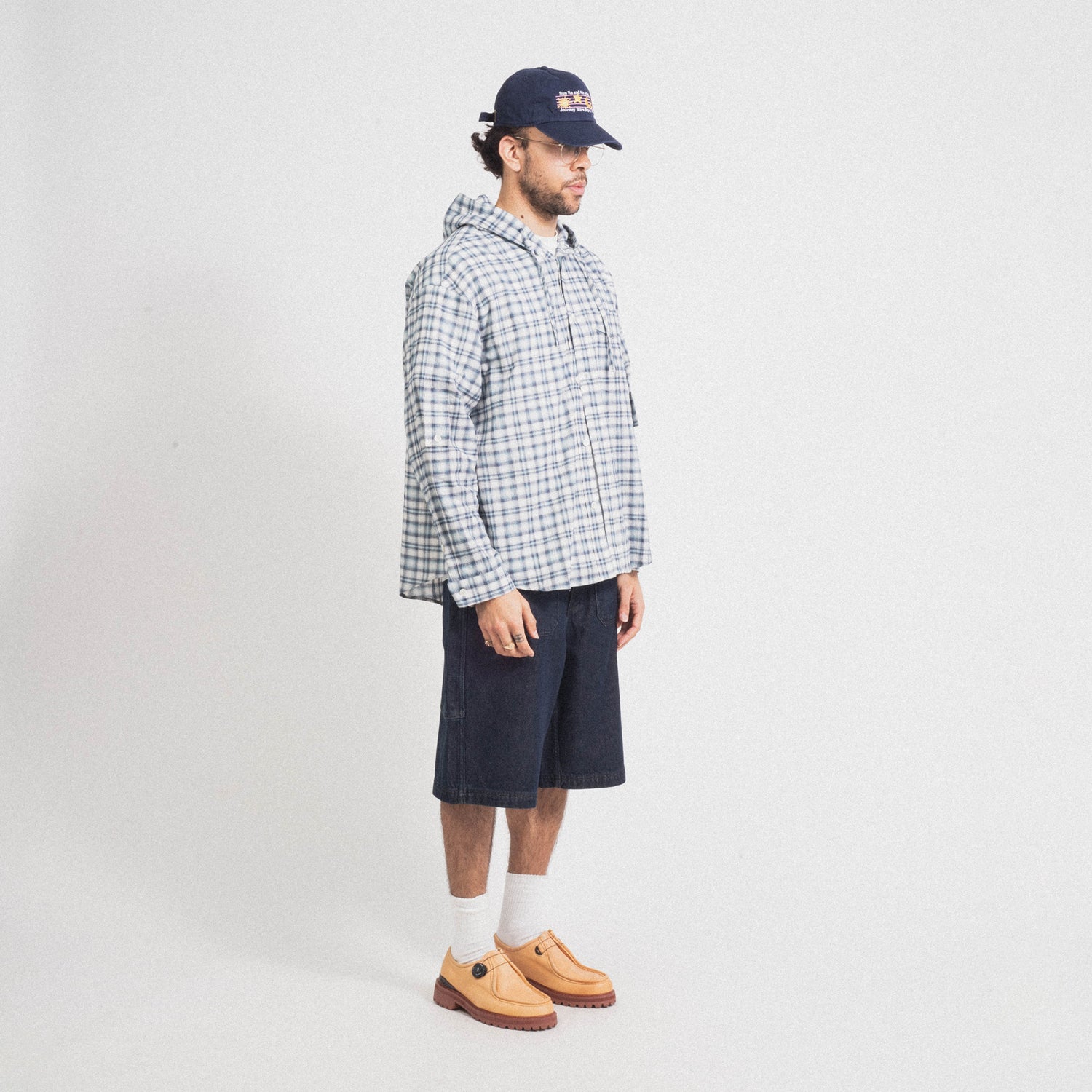 [AFTER PRAY] OVERSIZED CHECK HOODY SHIRTS _ LIGHT BLUE