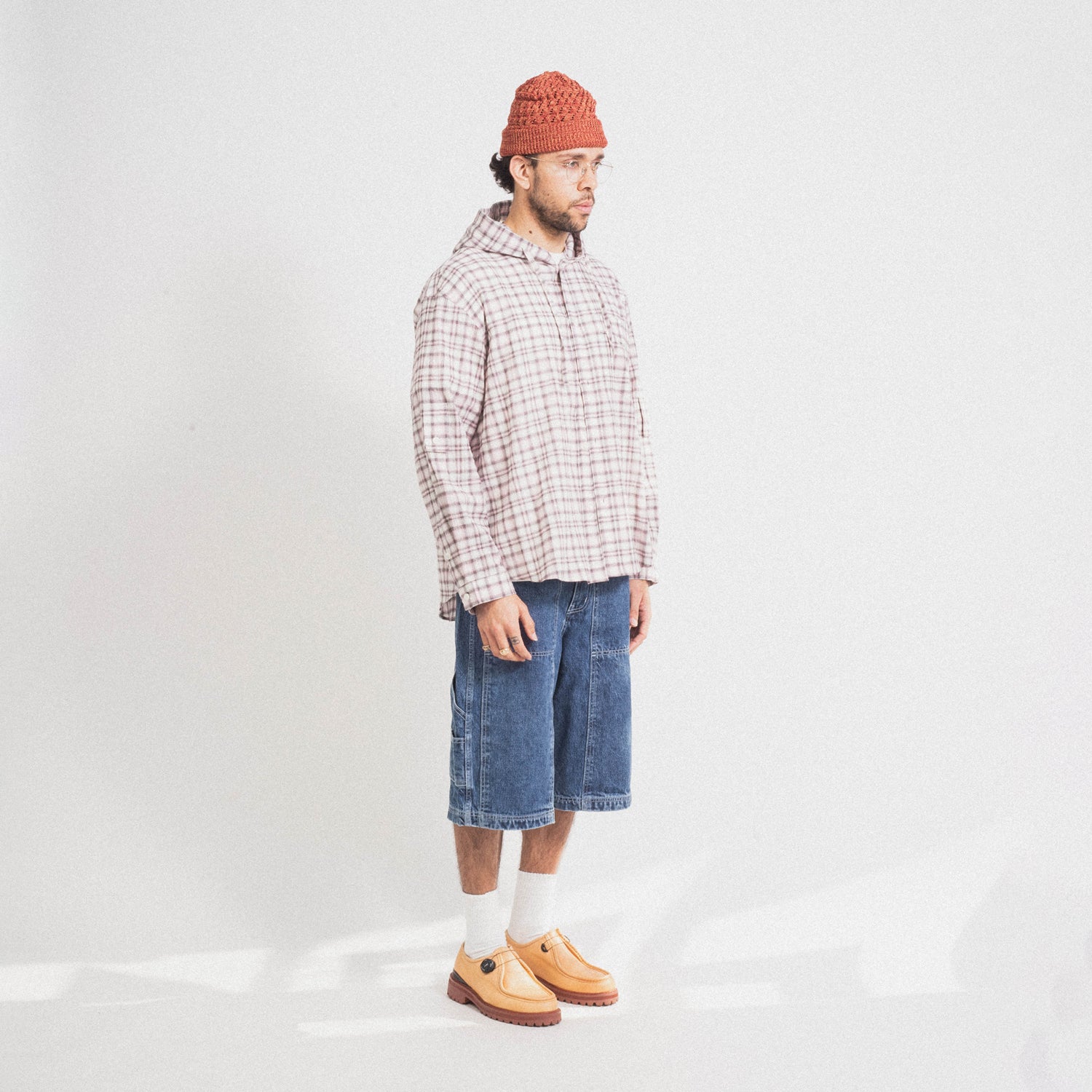 [AFTER PRAY] OVERSIZED CHECK HOODY SHIRTS _ PINK