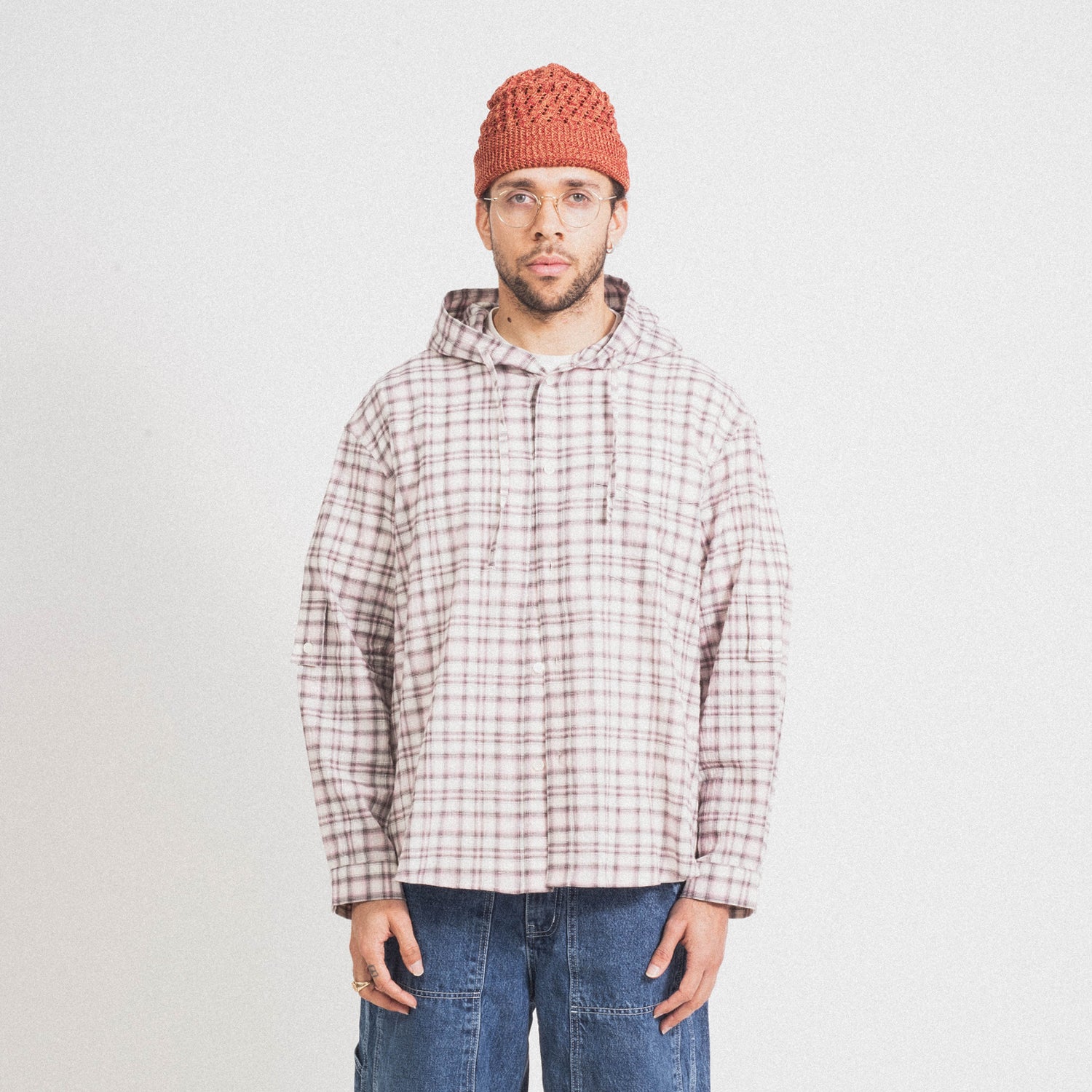 [AFTER PRAY] OVERSIZED CHECK HOODY SHIRTS _ PINK