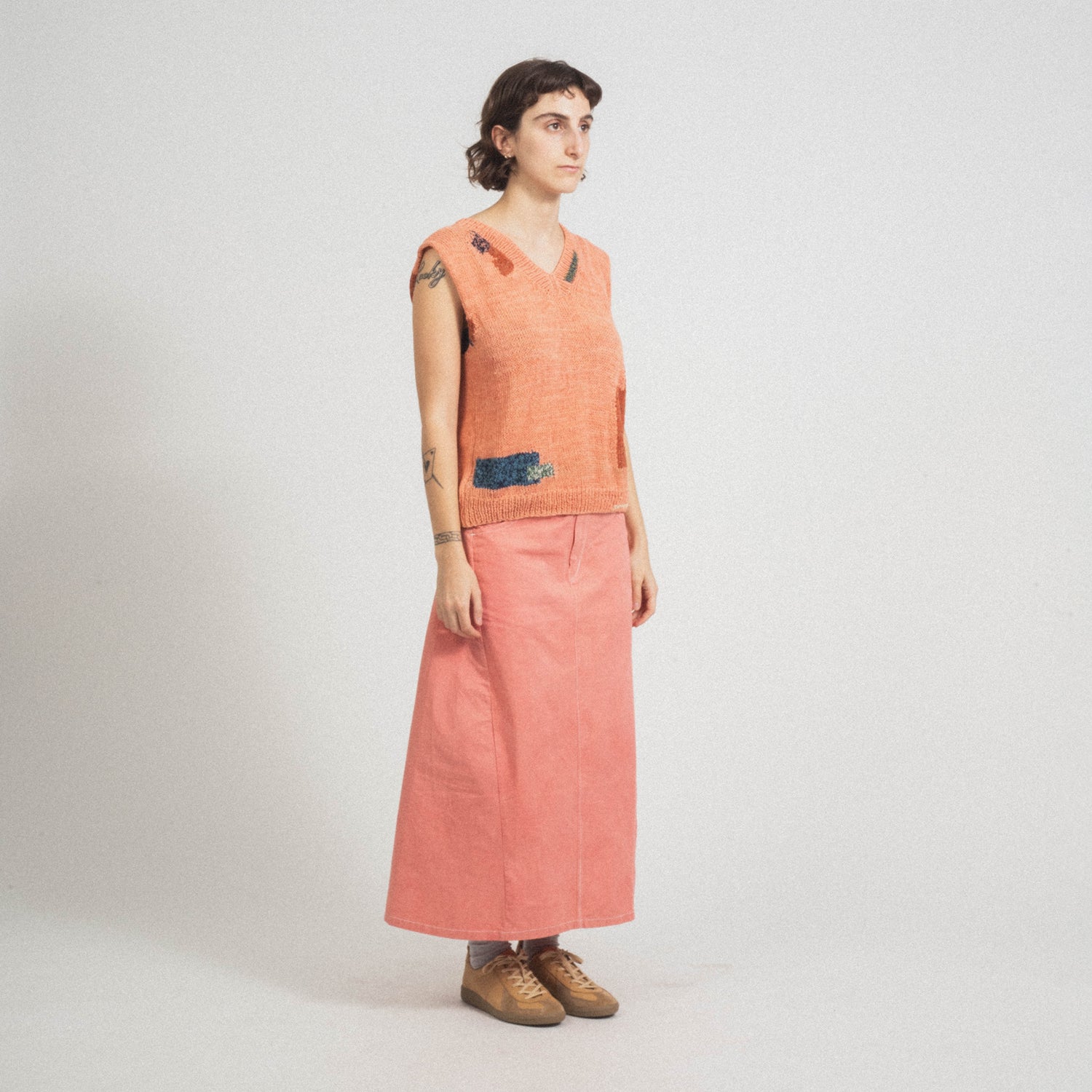 [STORY MFG] PARTY VEST _ ANCIENT PINK DARN-KNIT
