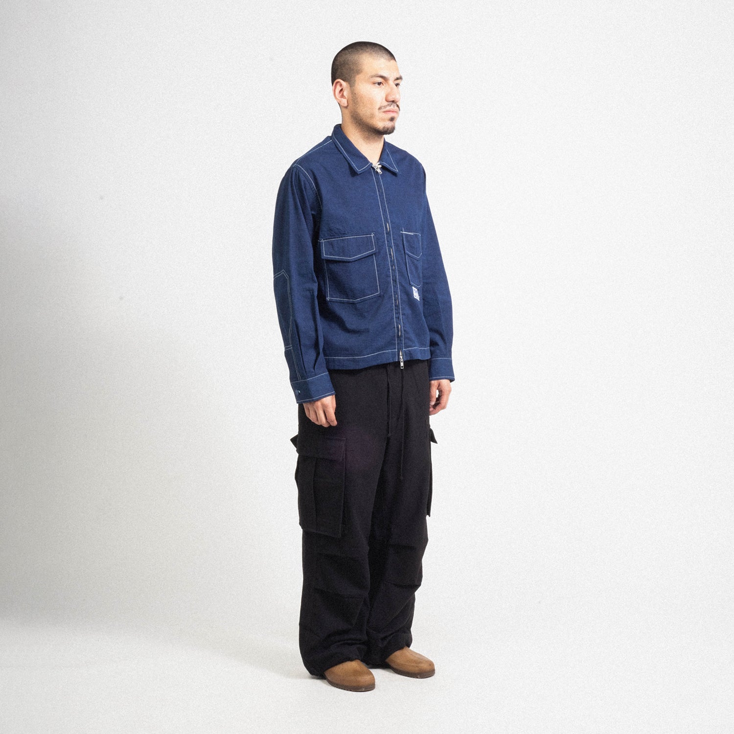 [STORY MFG] 555 SHACKET _ INDIGO WONKY-WEAR