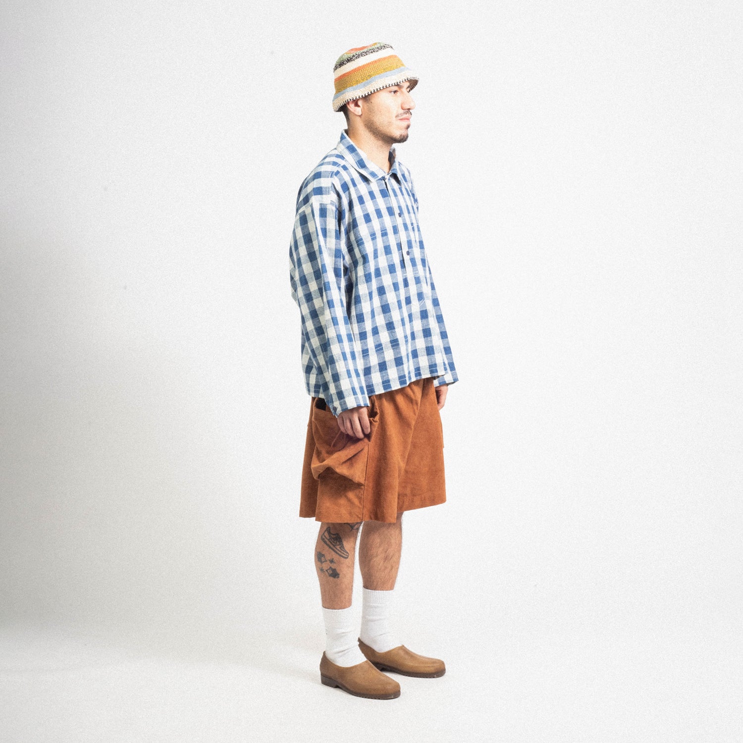 [STORY MFG] SALT SHORTS _ BARK BROWN SLUB