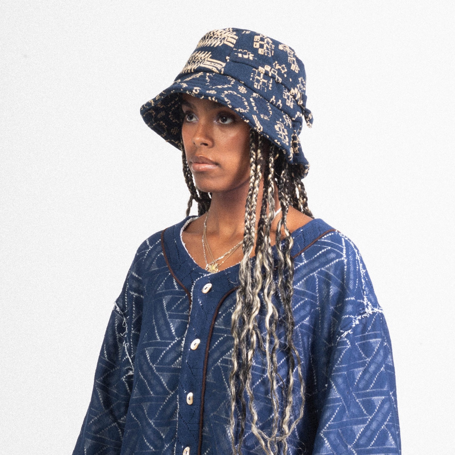 [LEH] 1009 BAND BUCKET HAT _ INDIGO JACQUARD 2