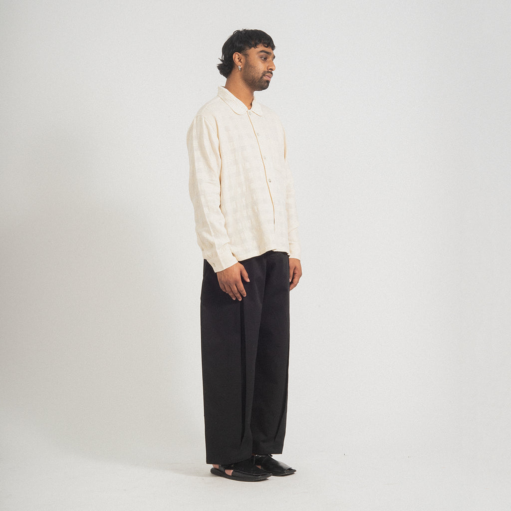 [KARU RESEARCH] HANDLOOM LS SHIRT _ ECRU