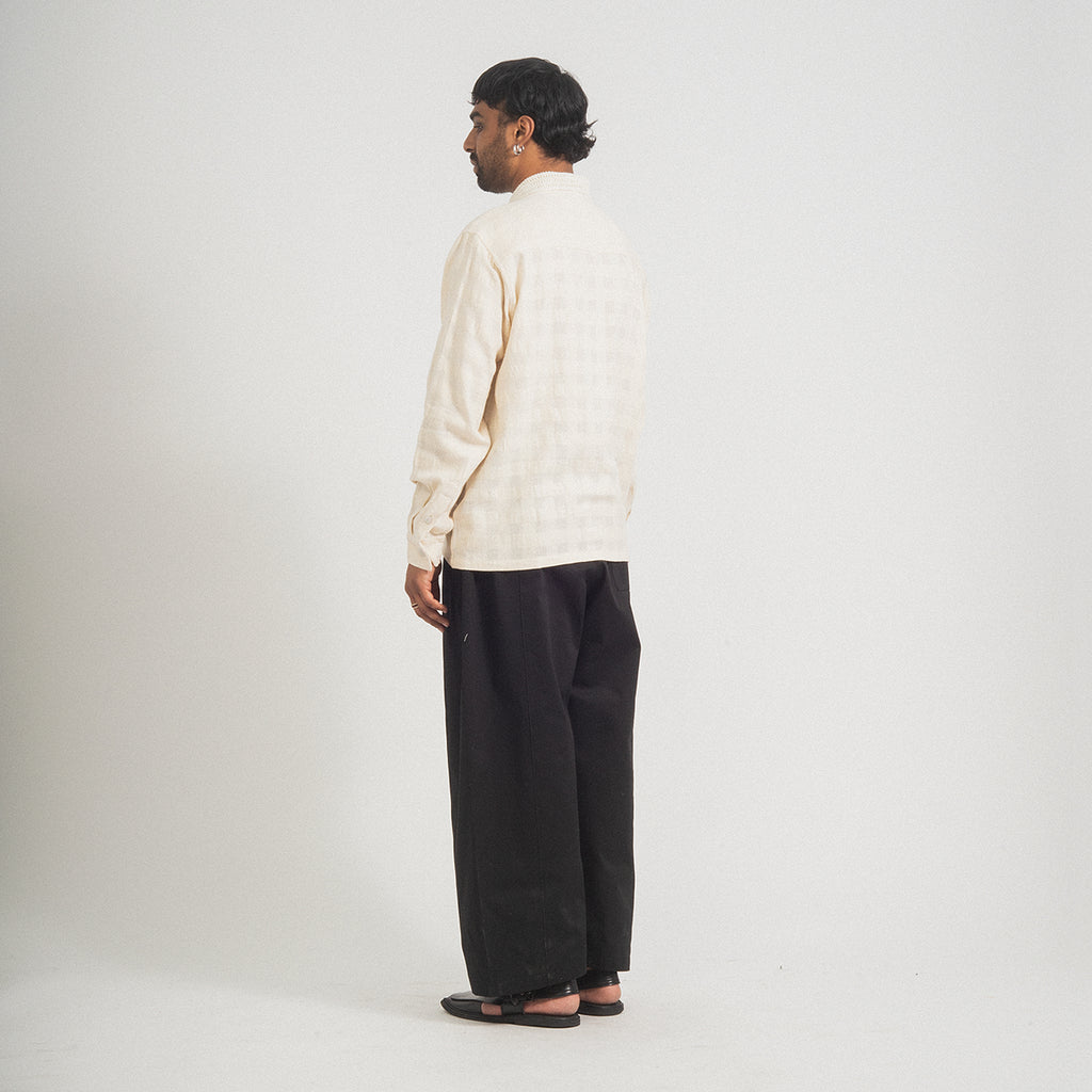 [KARU RESEARCH] HANDLOOM LS SHIRT _ ECRU