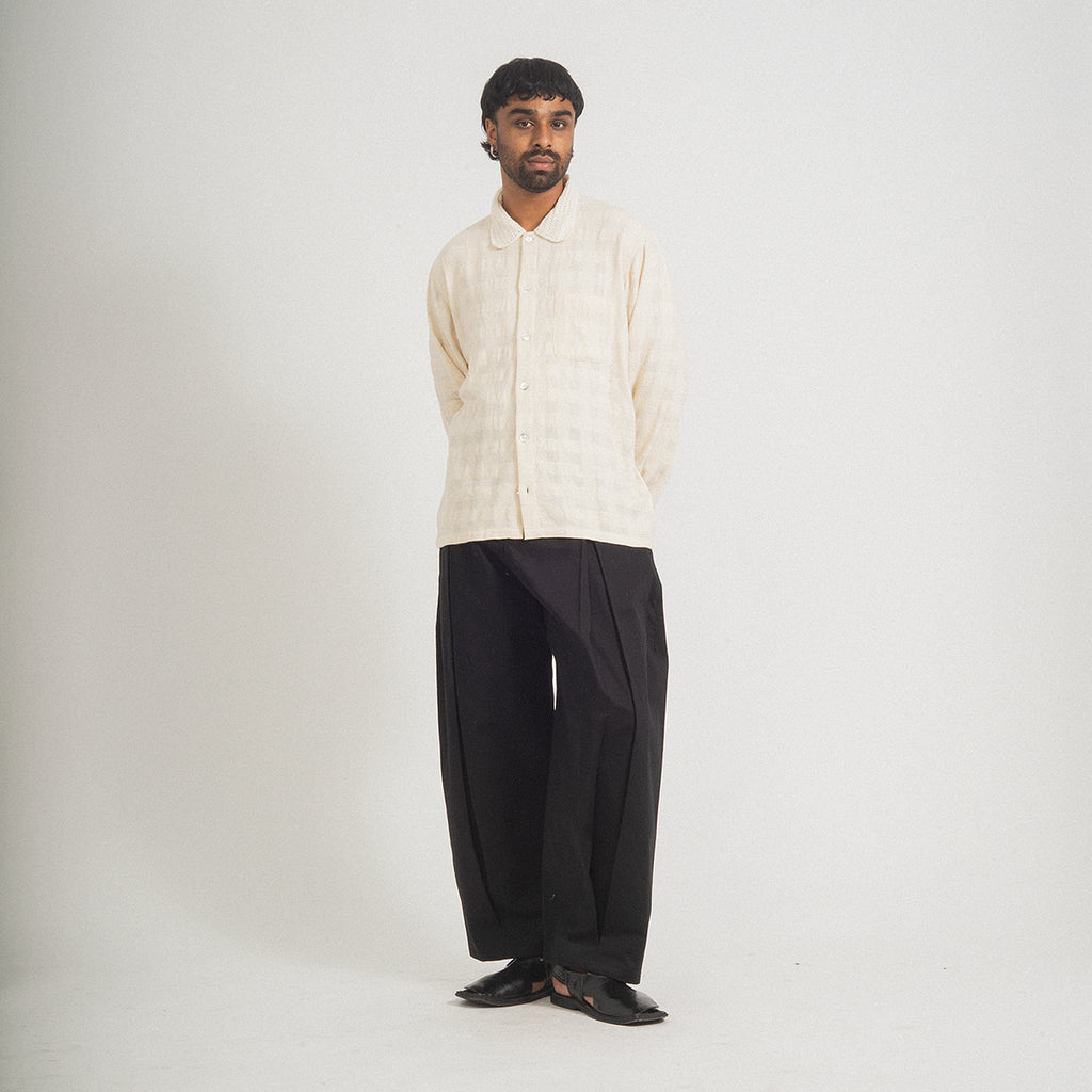 [KARU RESEARCH] HANDLOOM LS SHIRT _ ECRU