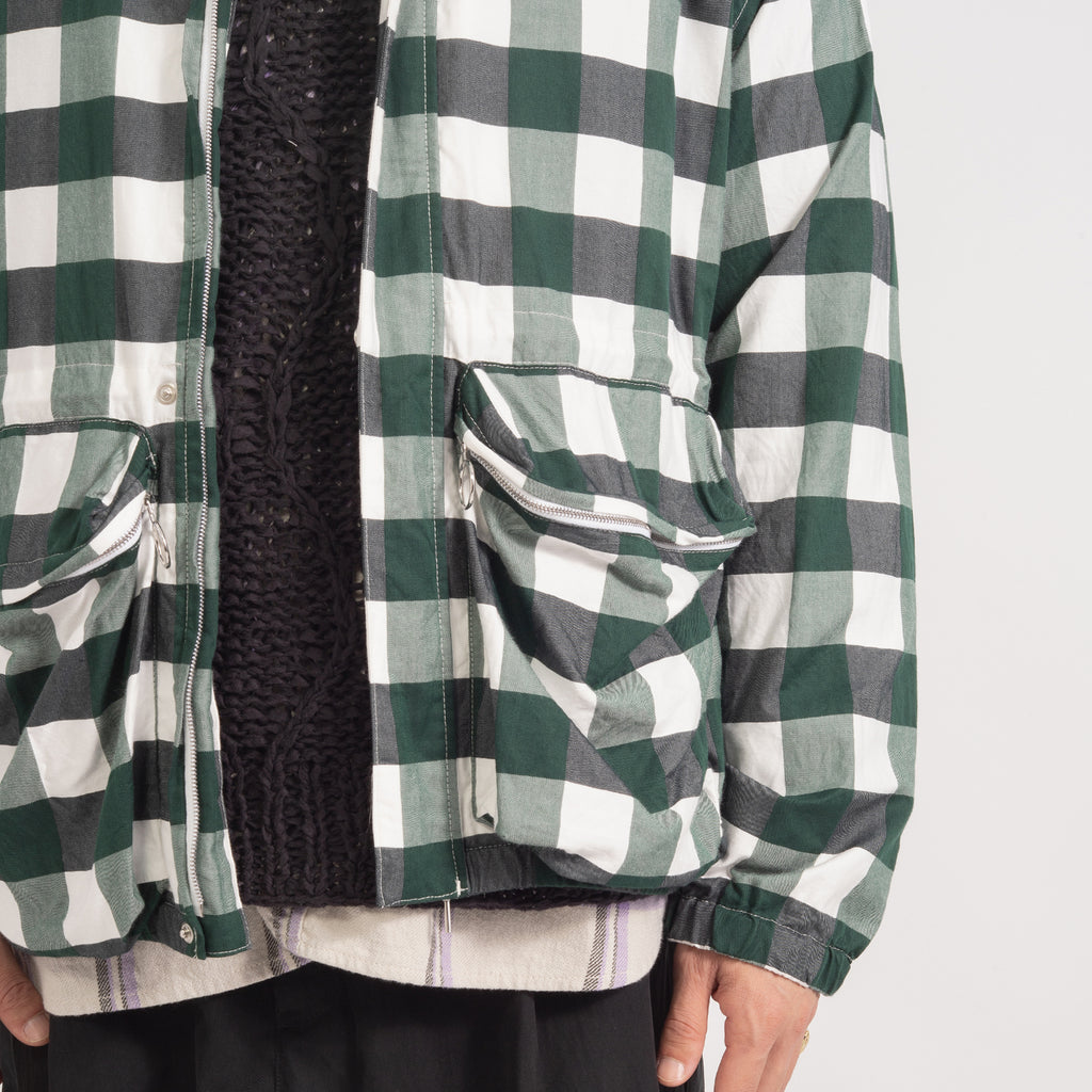 [UNUSED]  GINGHAM CHECKED JACKET US2334 _ GREEN X WHITE