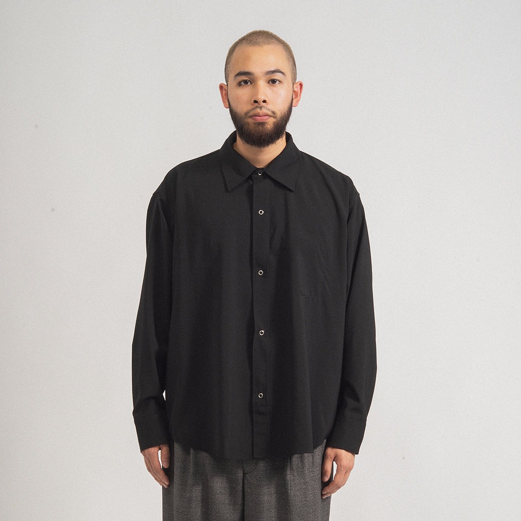 [MFPEN] CASINO SHIRT _ BLACK WOOL