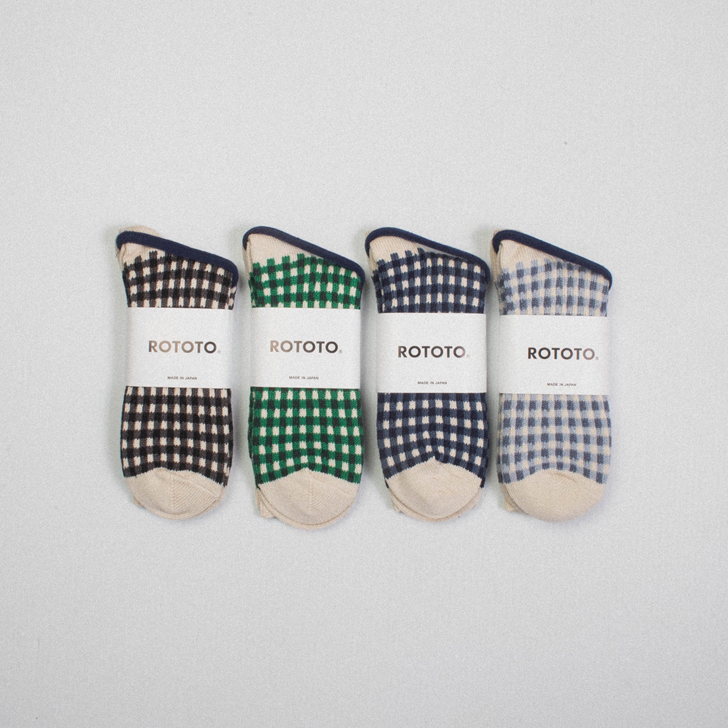 [ROTOTO] R1506 GINGHAM CHECK SOCKS _ BLACK