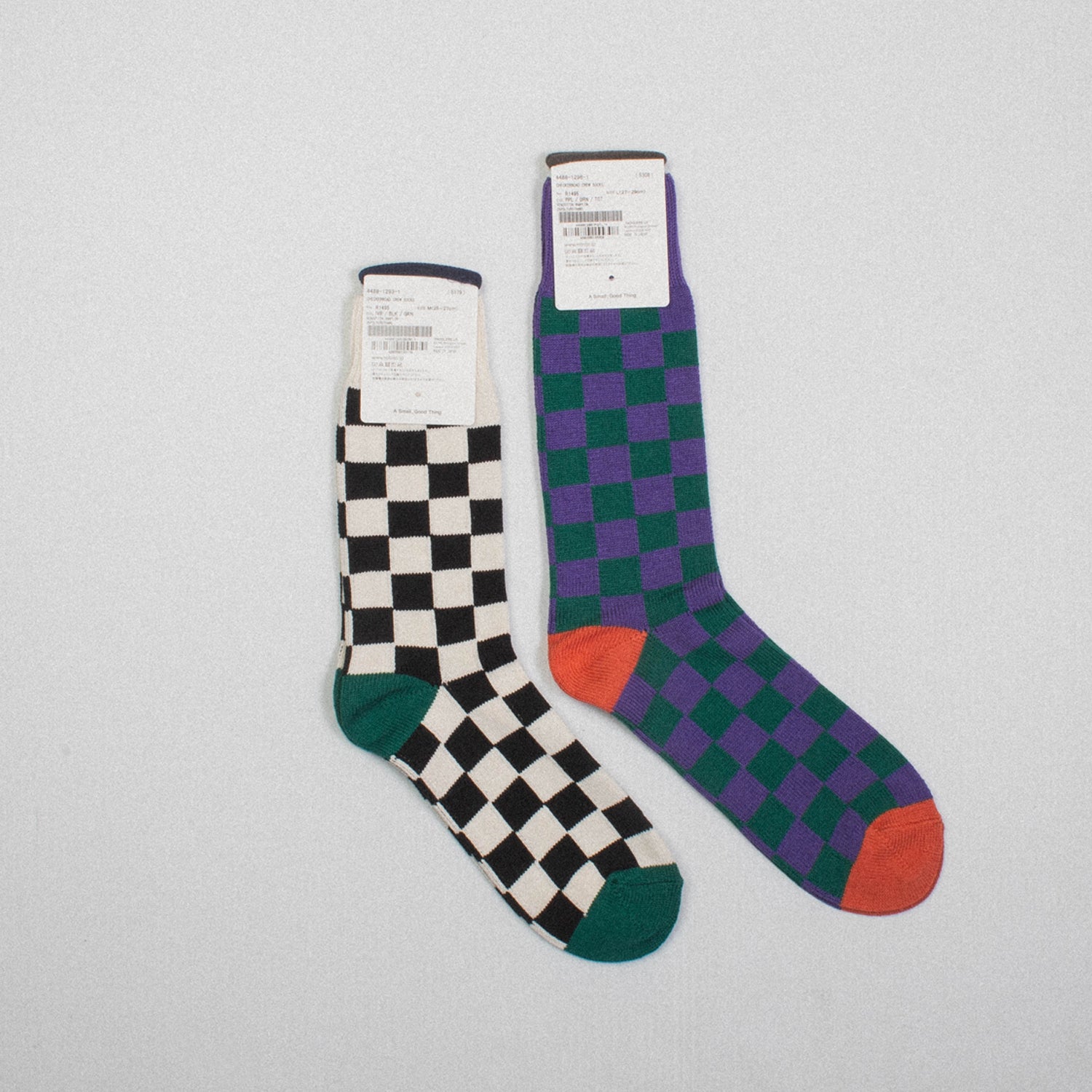 [ROTOTO] R1495 CHECKERBOAD CREW SOCKS