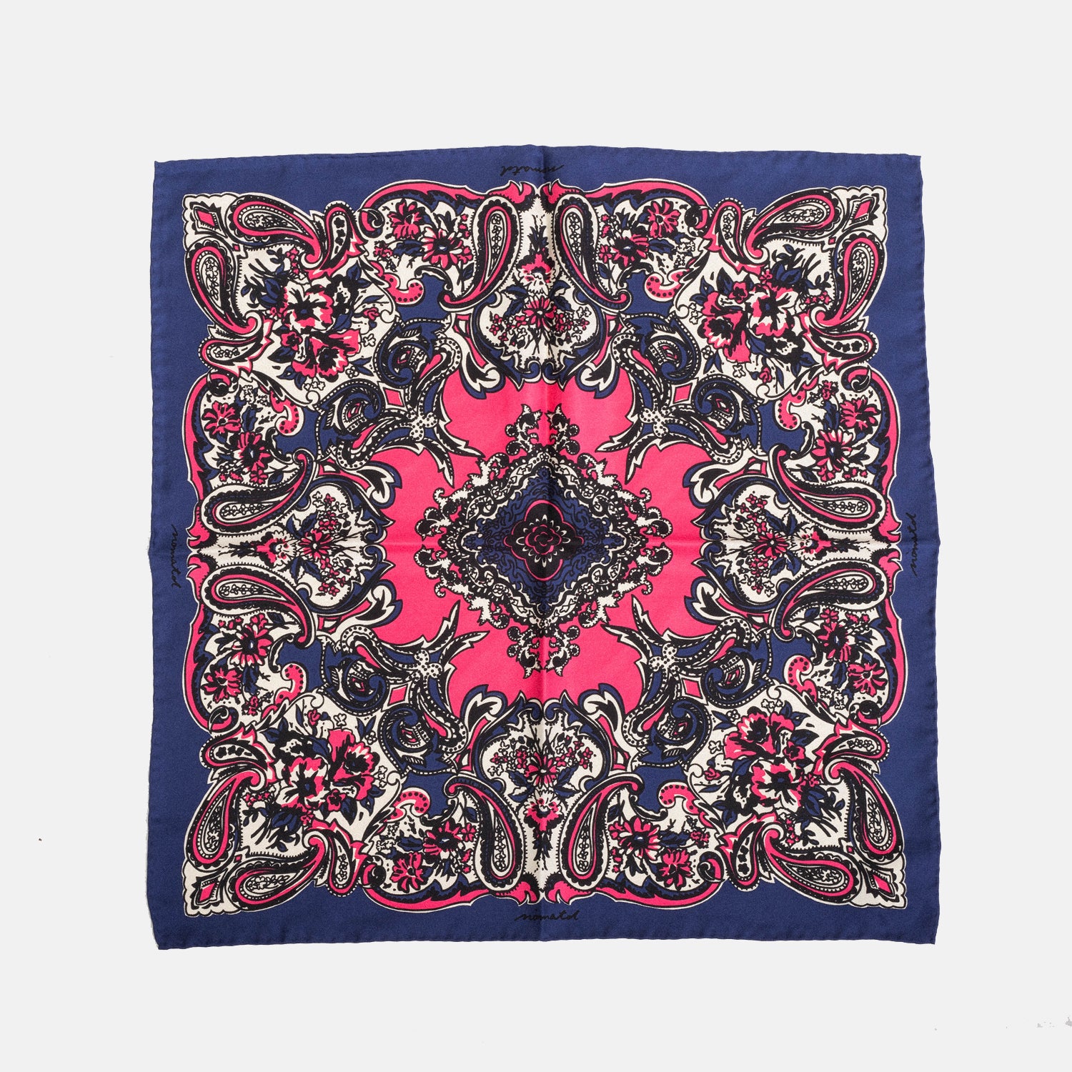 [NOMA t.d.] BETWEEN FLOWER AND PAISLEY SILK SCARF _ NAVY