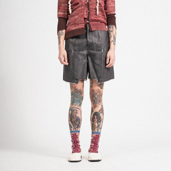 パンツ PERVERZE Washed Leather Flap Shorts perverze Washed Leather Flap Shorts