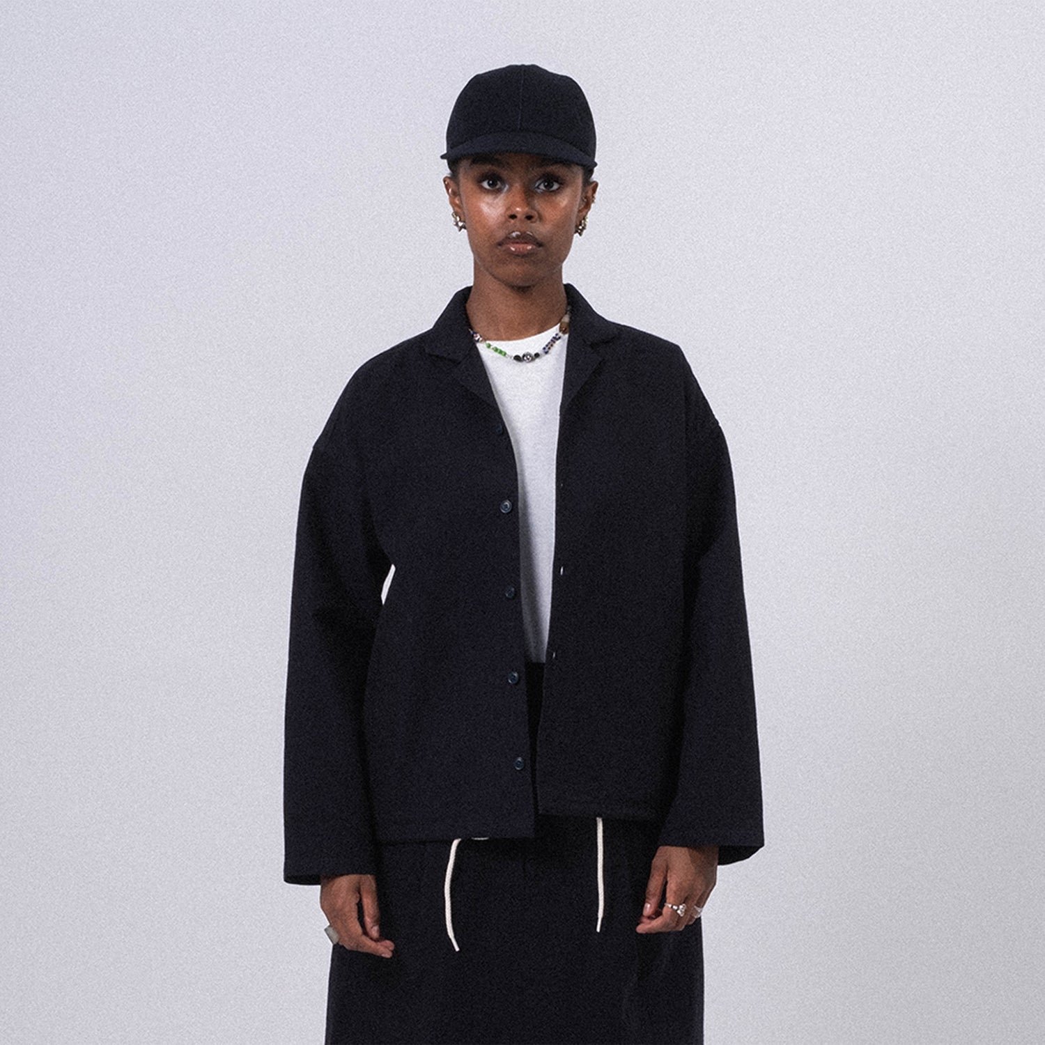 [NANAMICA] COTTON WOOL DECK JACKET _ DARK NAVY