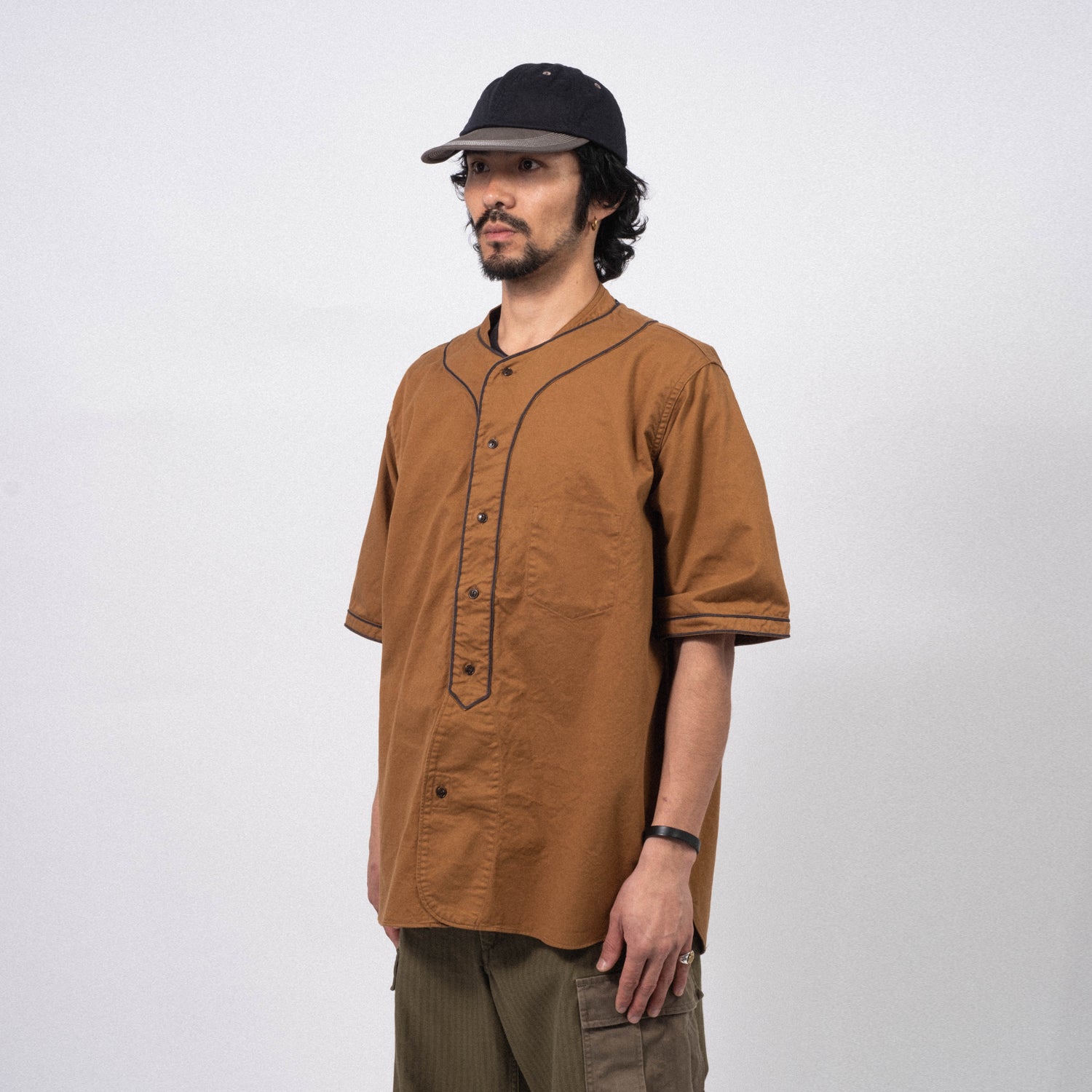 [NIGEL CABOURN] BASEBALL SHIRT S/S TYPE2 _ BROWN